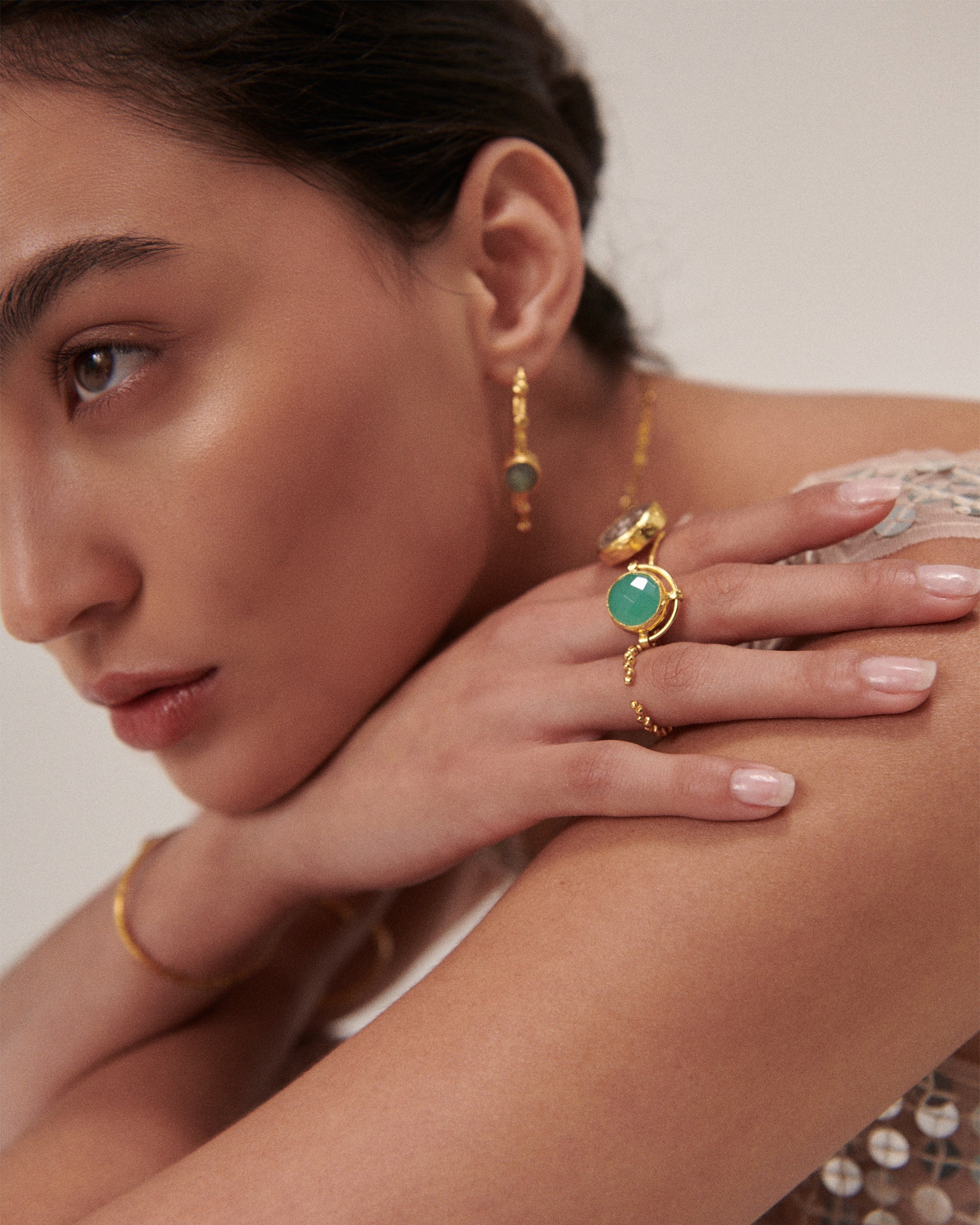 Domna Aqua Chalcedony Cocktail Ring | Sustainable Jewellery by Ottoman Hands