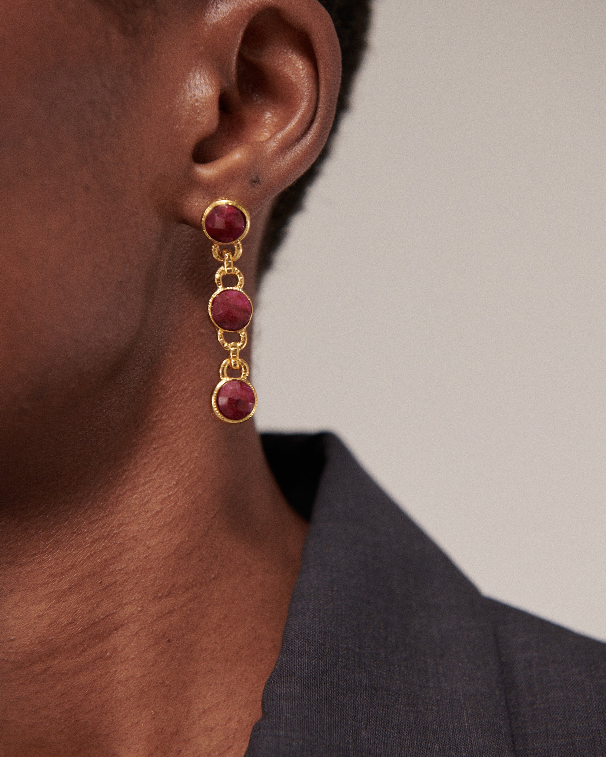Ela Ruby Drop Earrings | Sustainable Jewellery by Ottoman Hands