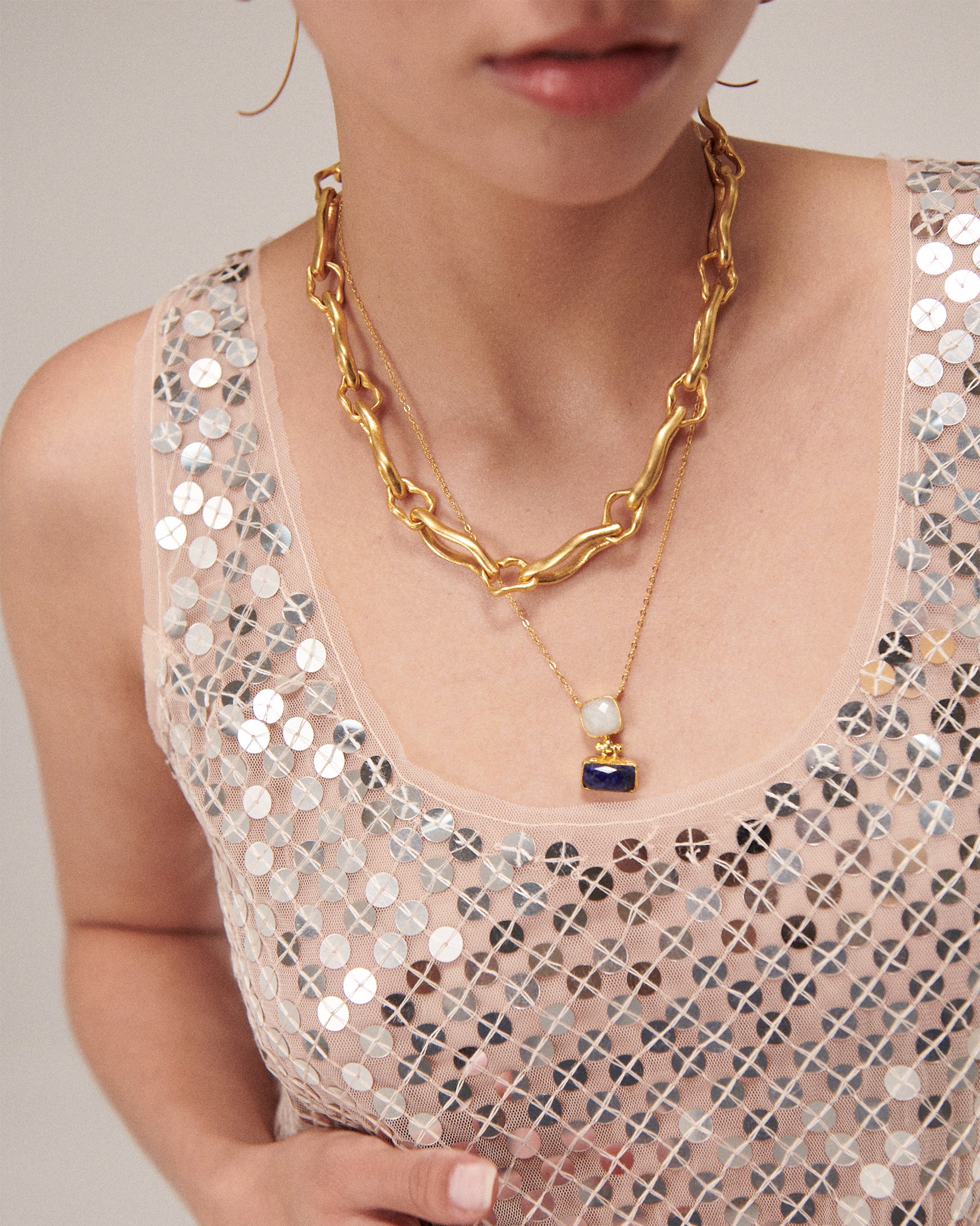 Nerissa Lapis and Moonstone Pendant Necklace | Sustainable Jewellery by Ottoman Hands