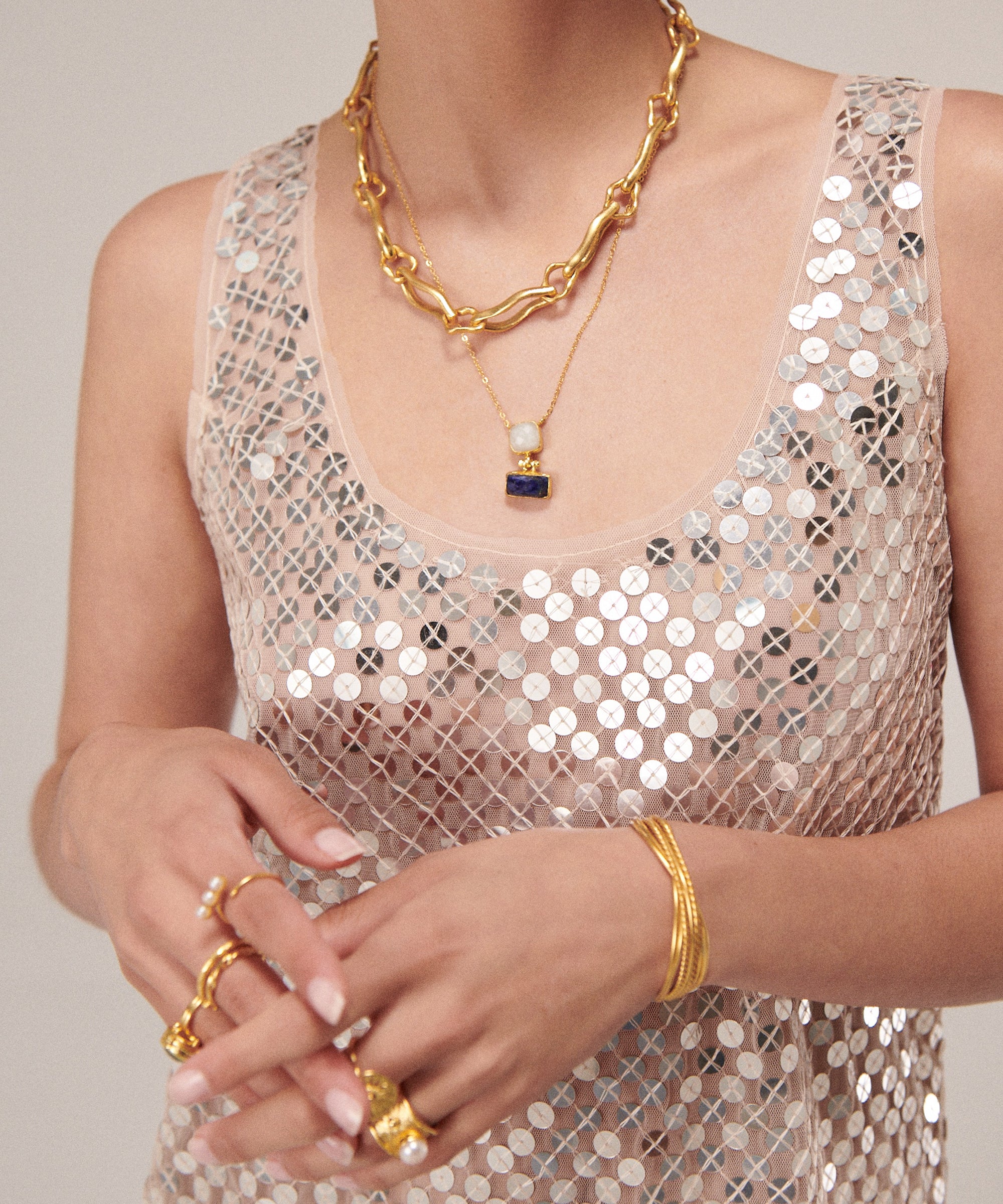 Nerissa Lapis and Moonstone Pendant Necklace | Sustainable Jewellery by Ottoman Hands