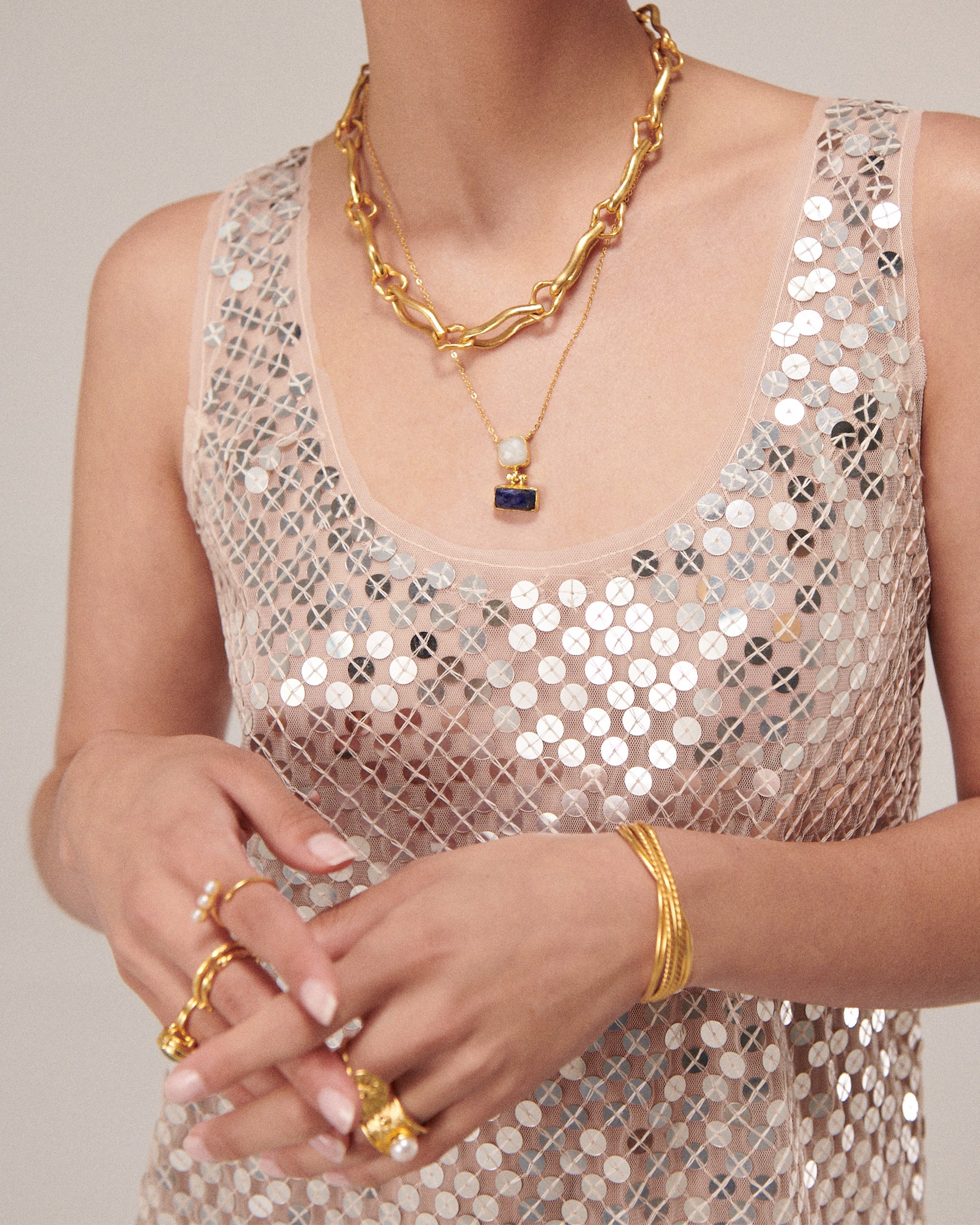 Nerissa Lapis and Moonstone Pendant Necklace | Sustainable Jewellery by Ottoman Hands