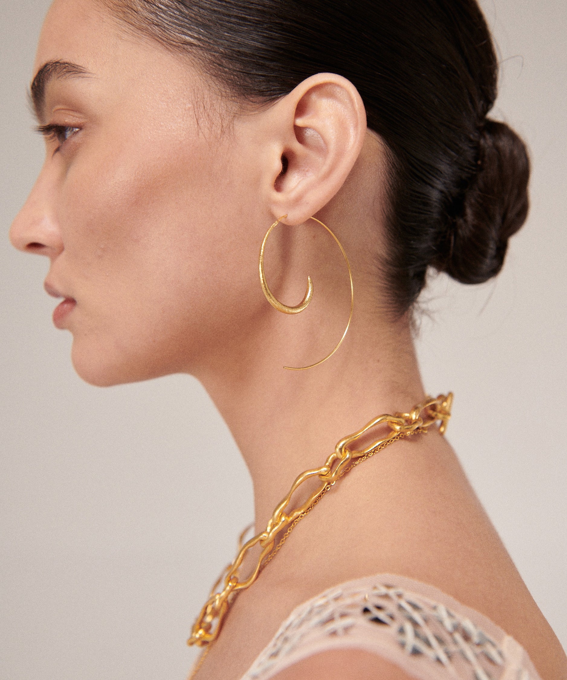 Aegina Gold Pull Through Hoop Earrings | Sustainable Jewellery by Ottoman Hands
