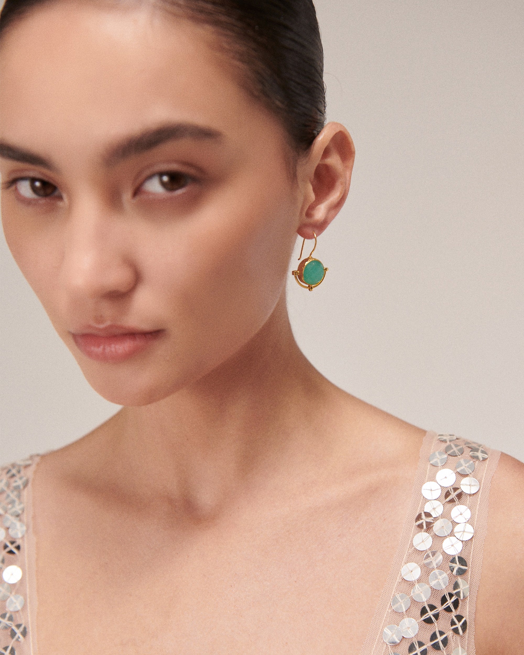 Domna Aqua Chalcedony Drop Earrings | Sustainable Jewellery by Ottoman Hands