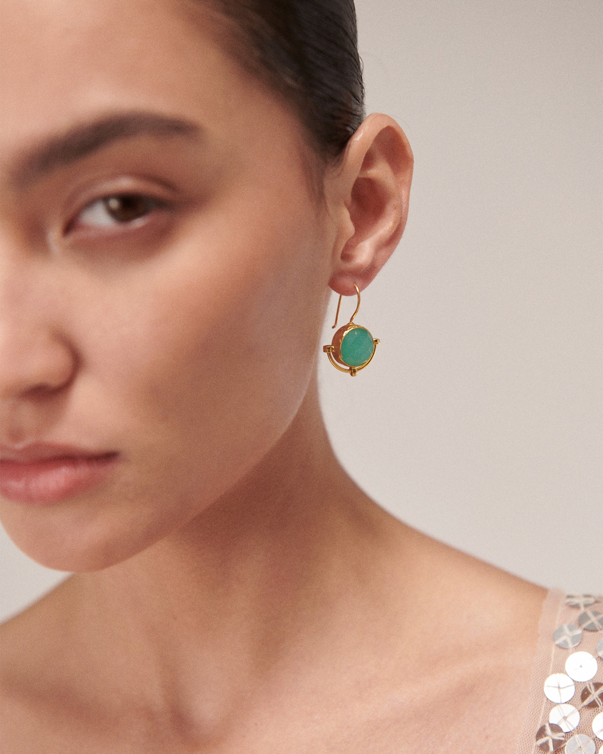 Domna Aqua Chalcedony Drop Earrings | Sustainable Jewellery by Ottoman Hands
