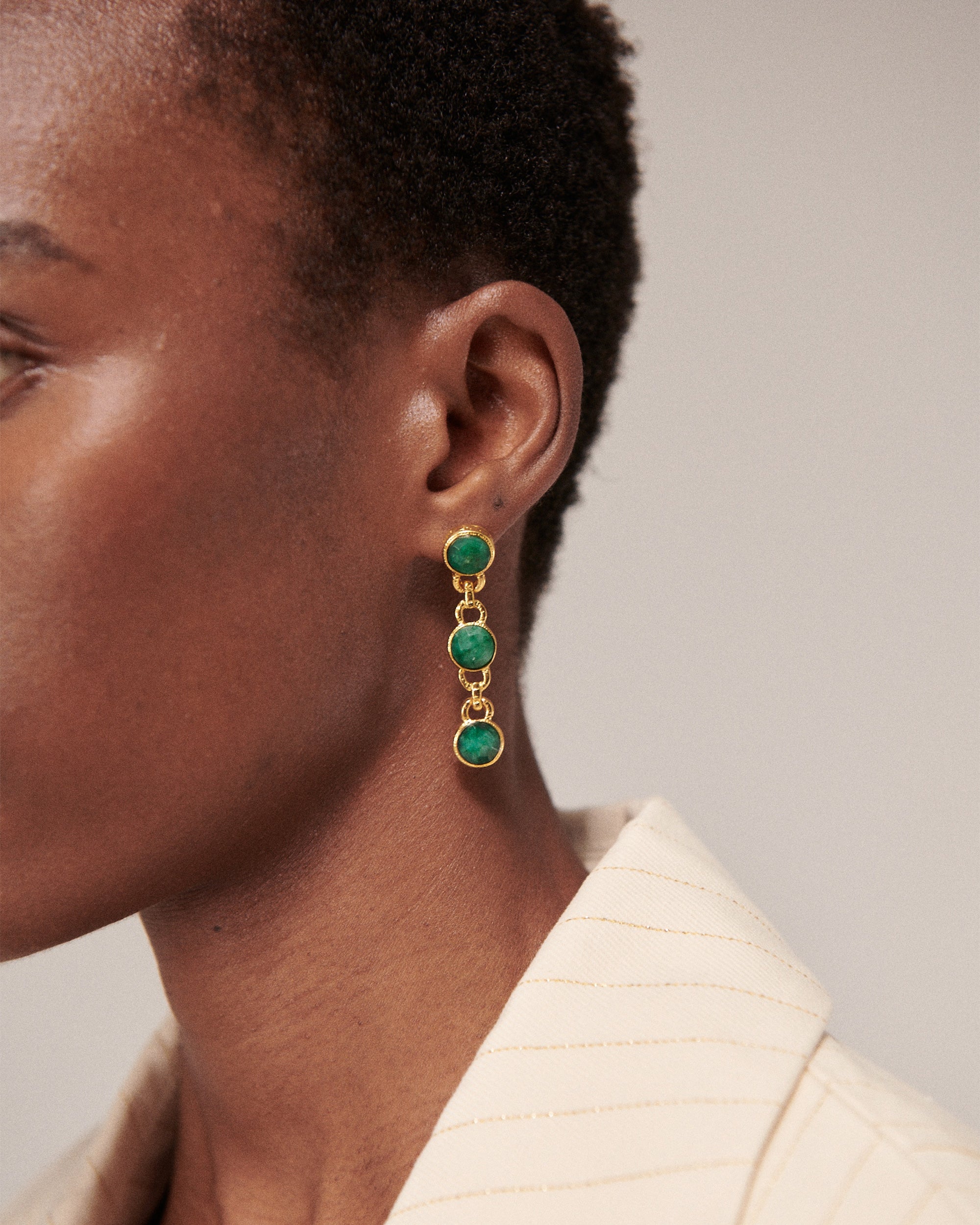 Ela Emerald Drop Earrings | Sustainable Jewellery by Ottoman Hands