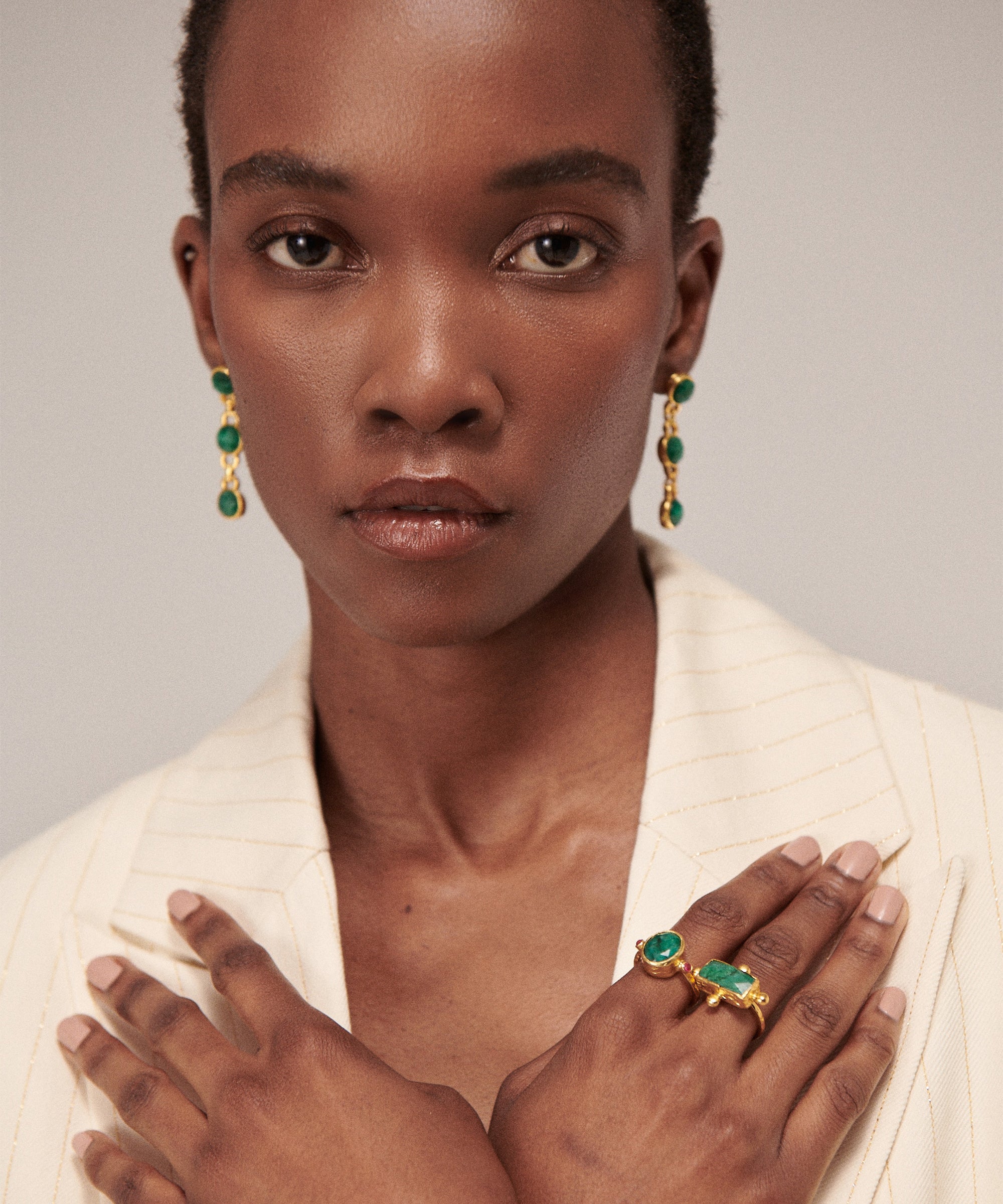 Ela Emerald Drop Earrings | Sustainable Jewellery by Ottoman Hands