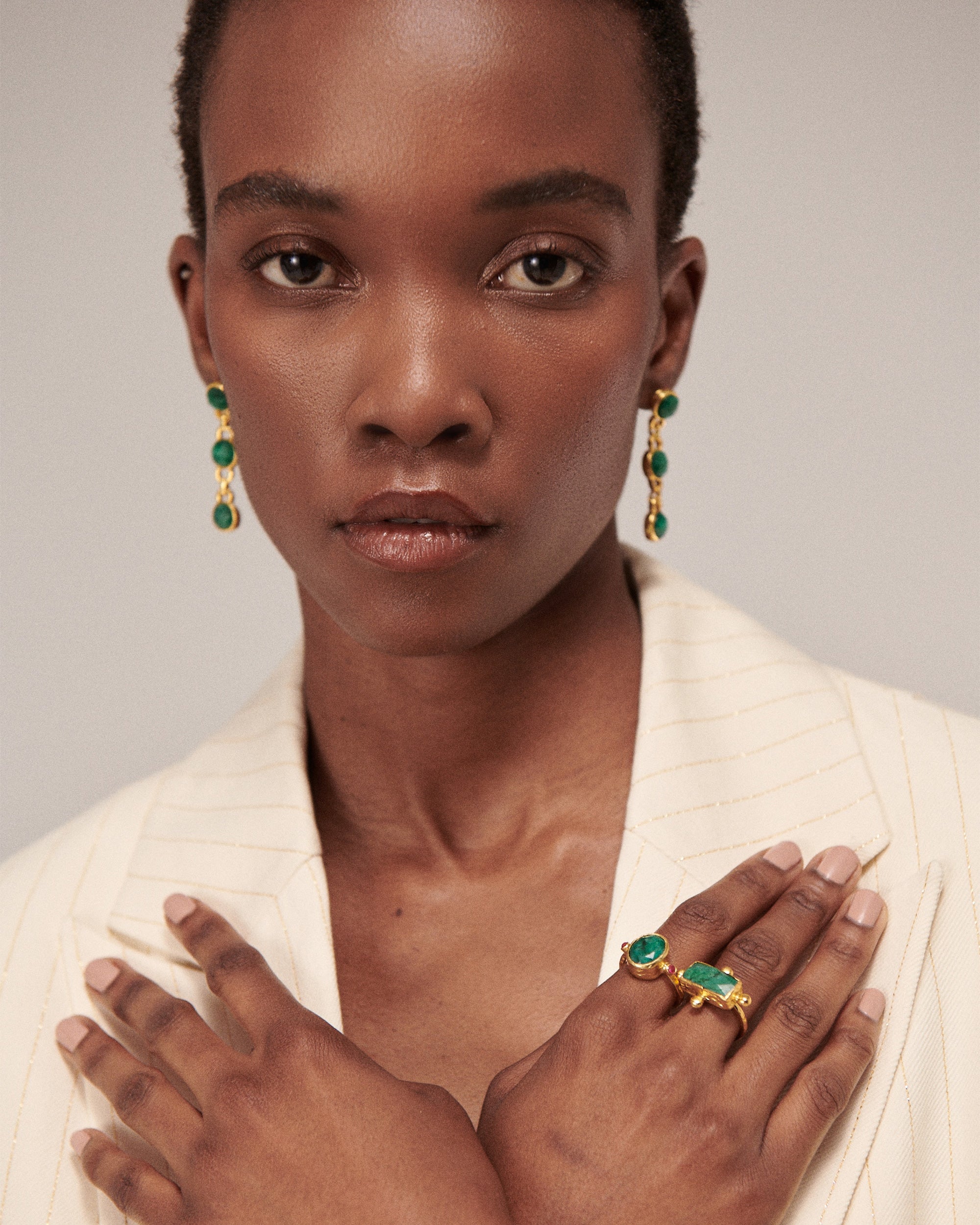 Ela Emerald Drop Earrings | Sustainable Jewellery by Ottoman Hands