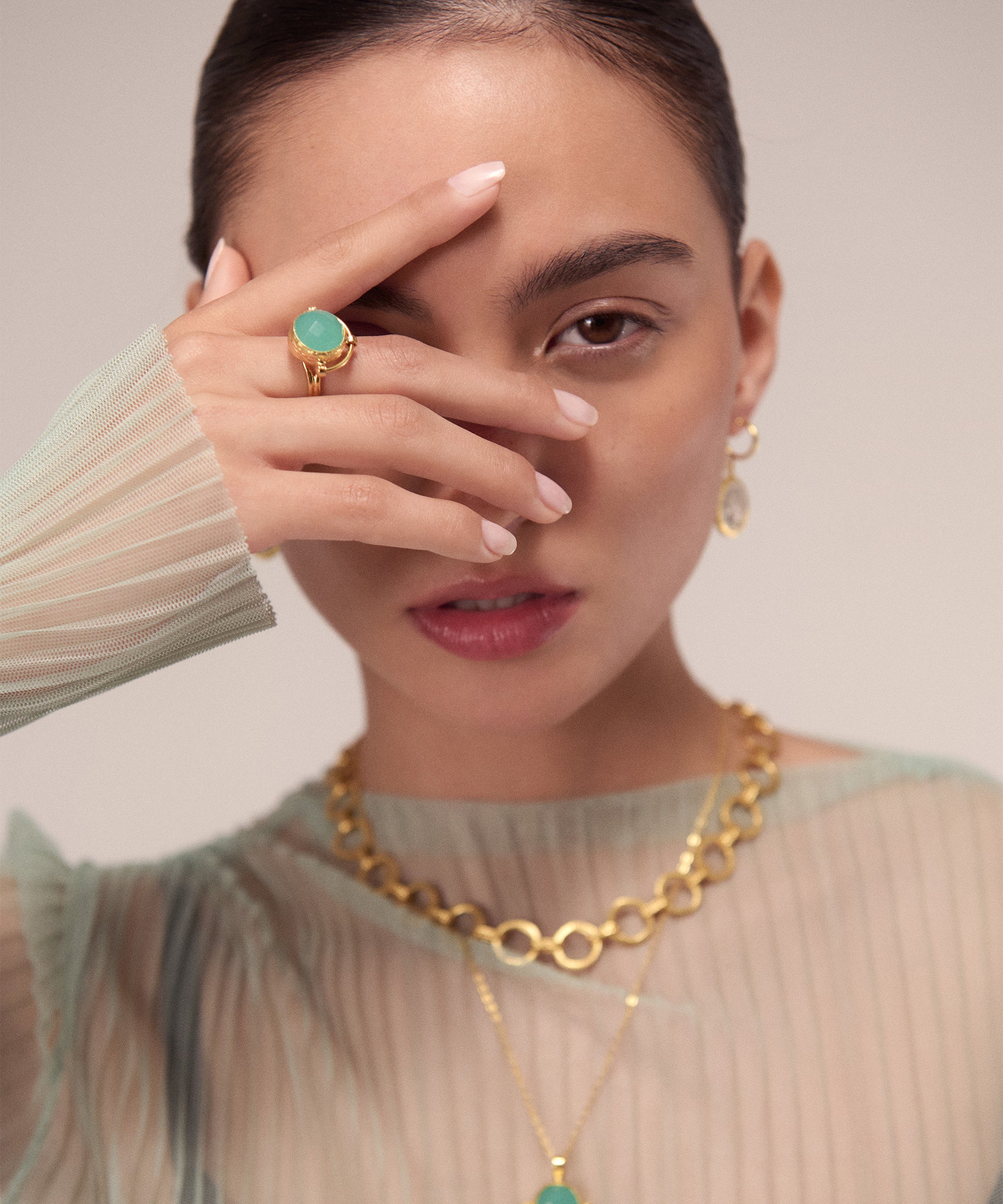 Domna Aqua Chalcedony Cocktail Ring | Sustainable Jewellery by Ottoman Hands