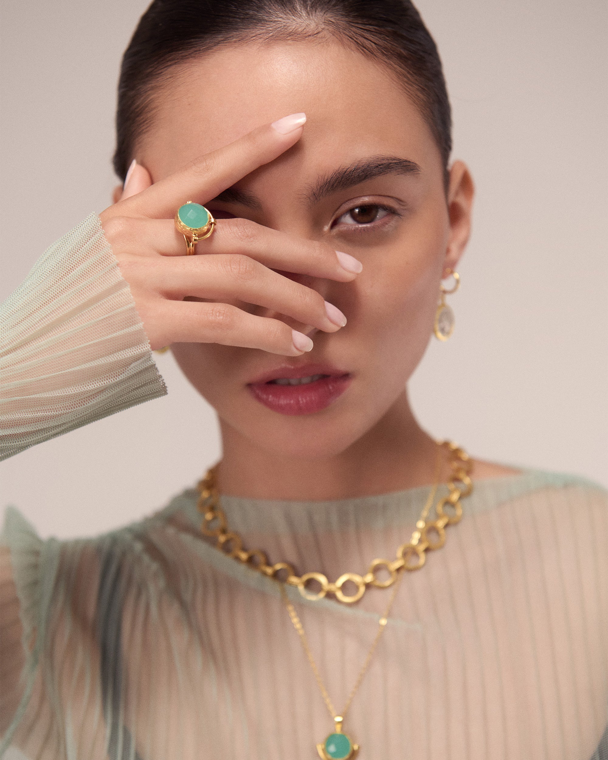 Domna Aqua Chalcedony Cocktail Ring | Sustainable Jewellery by Ottoman Hands