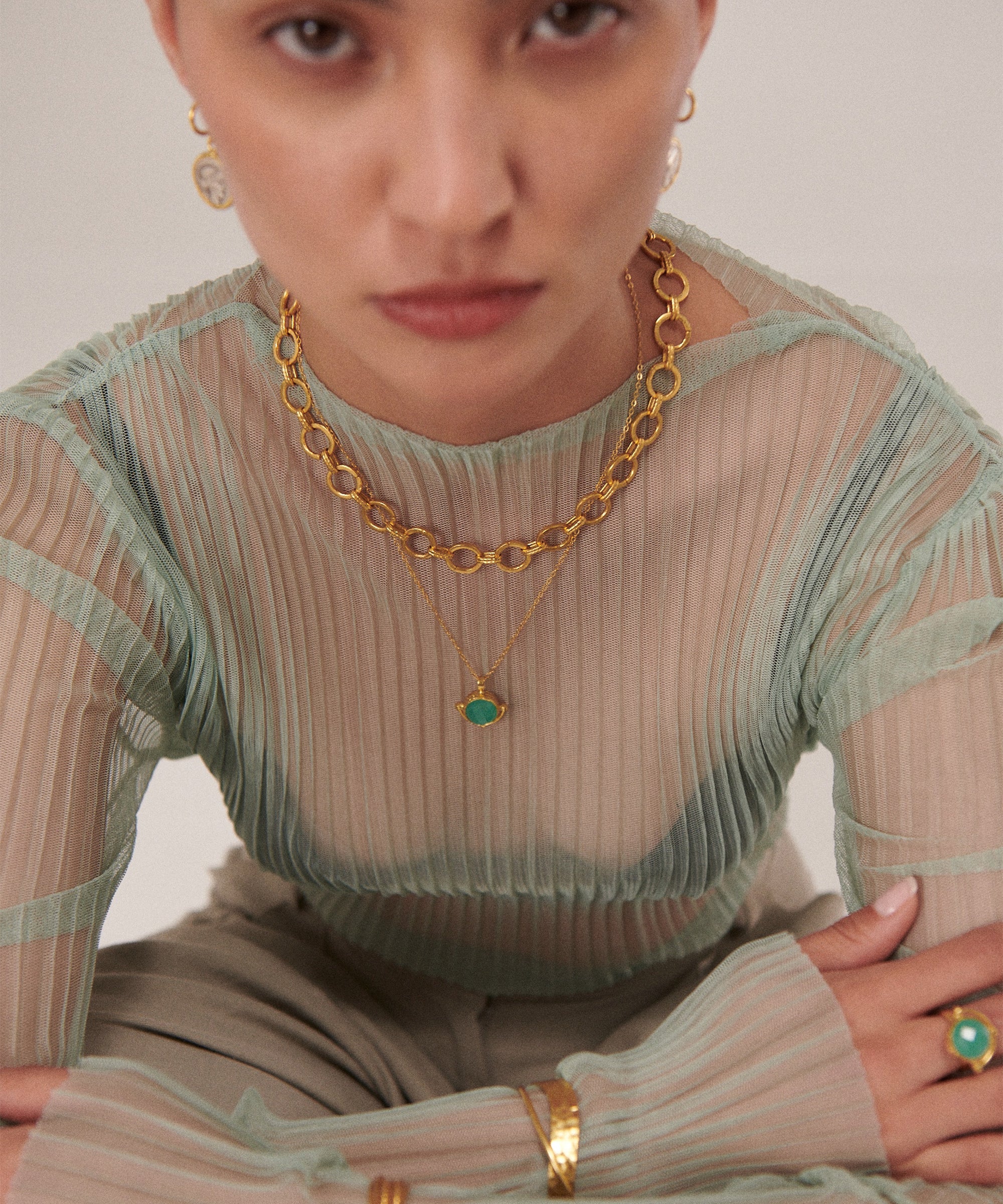 Domna Aqua Chalcedony Pendant Necklace | Sustainable Jewellery by Ottoman Hands