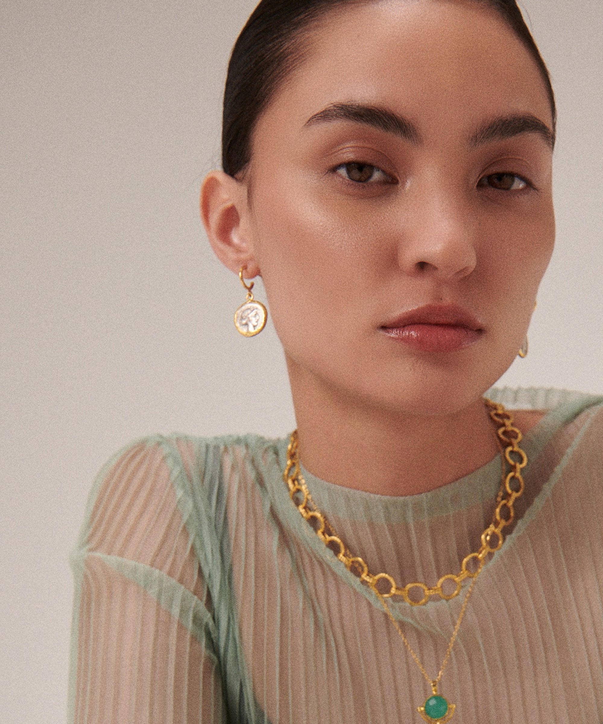 Demeter Mixed Metal Coin Hoop Earrings | Sustainable Jewellery by Ottoman Hands