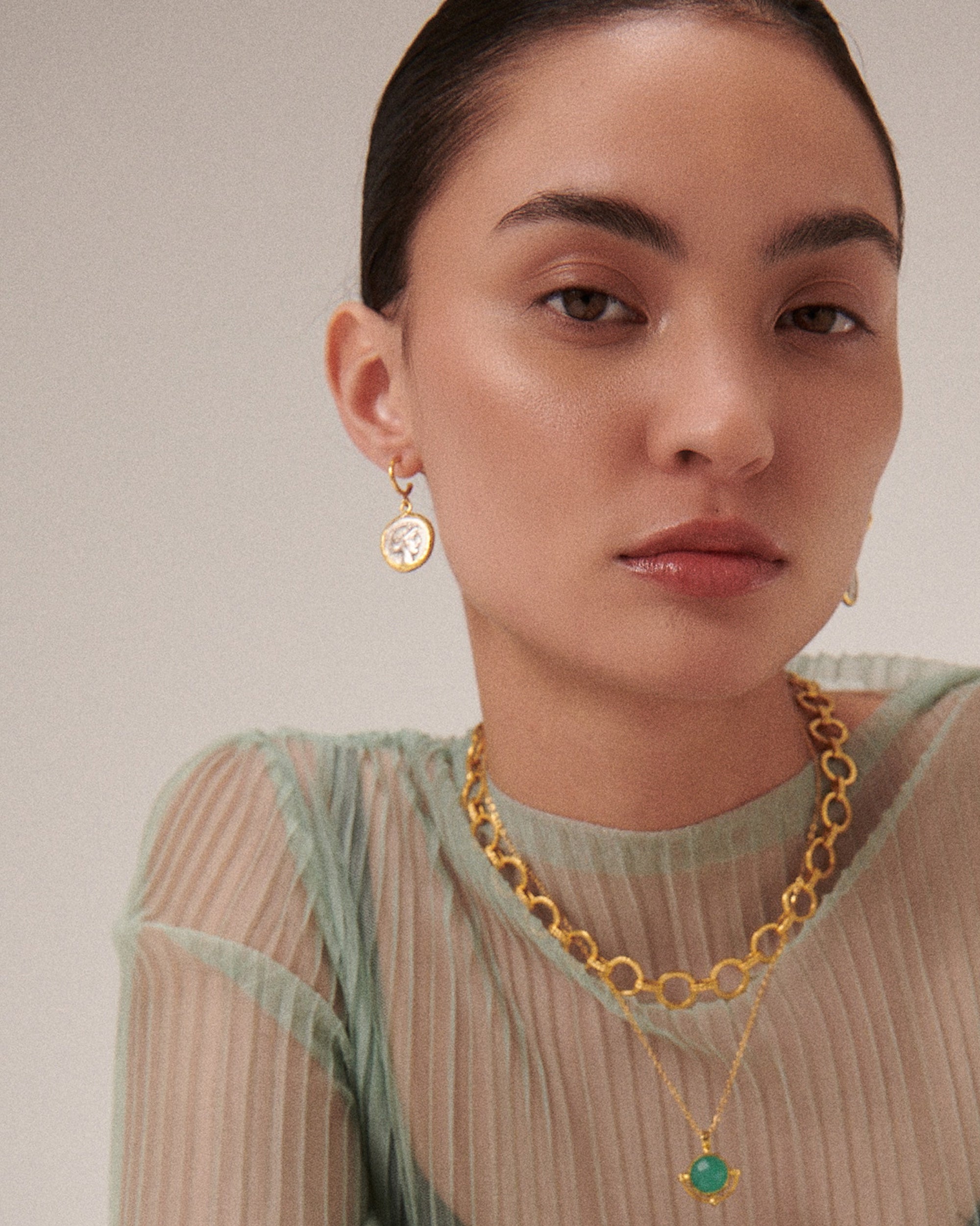 Demeter Mixed Metal Coin Hoop Earrings | Sustainable Jewellery by Ottoman Hands