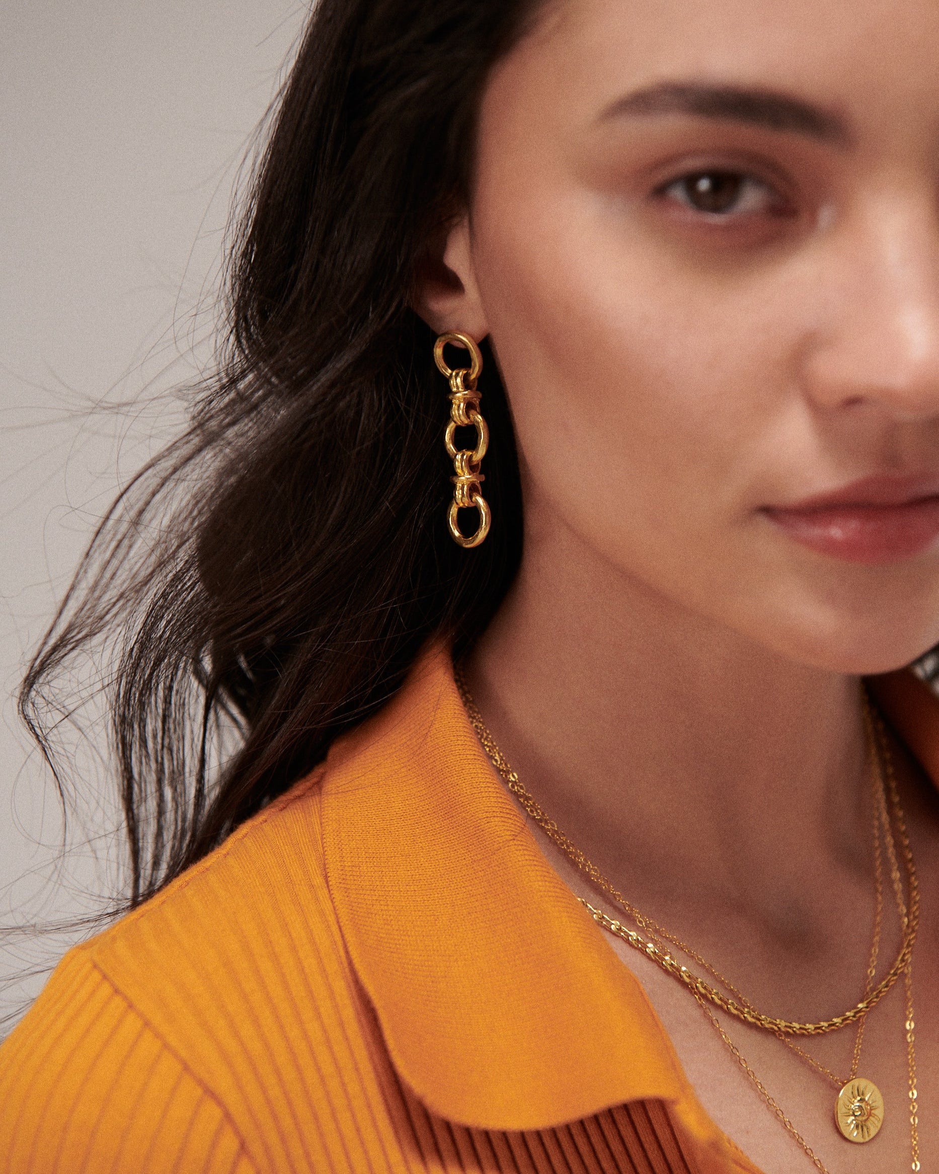 Zehra Chain Drop Stud Earrings | Sustainable Jewellery by Ottoman Hands