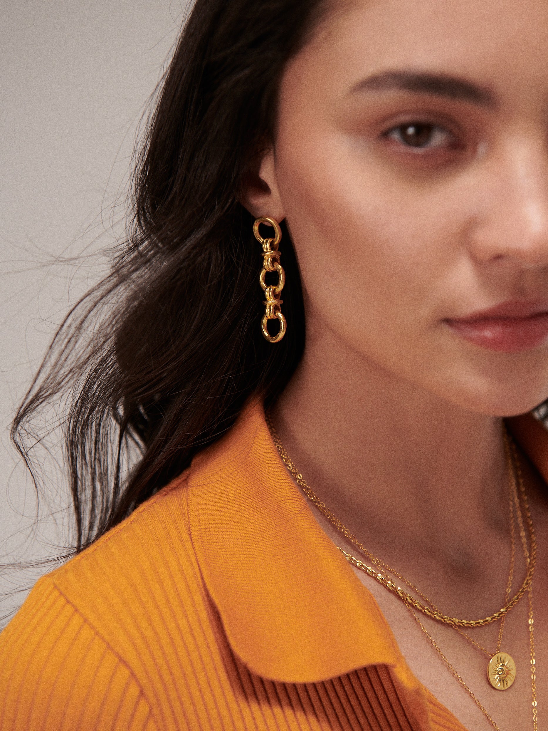 Zehra Chain Drop Stud Earrings | Sustainable Jewellery by Ottoman Hands