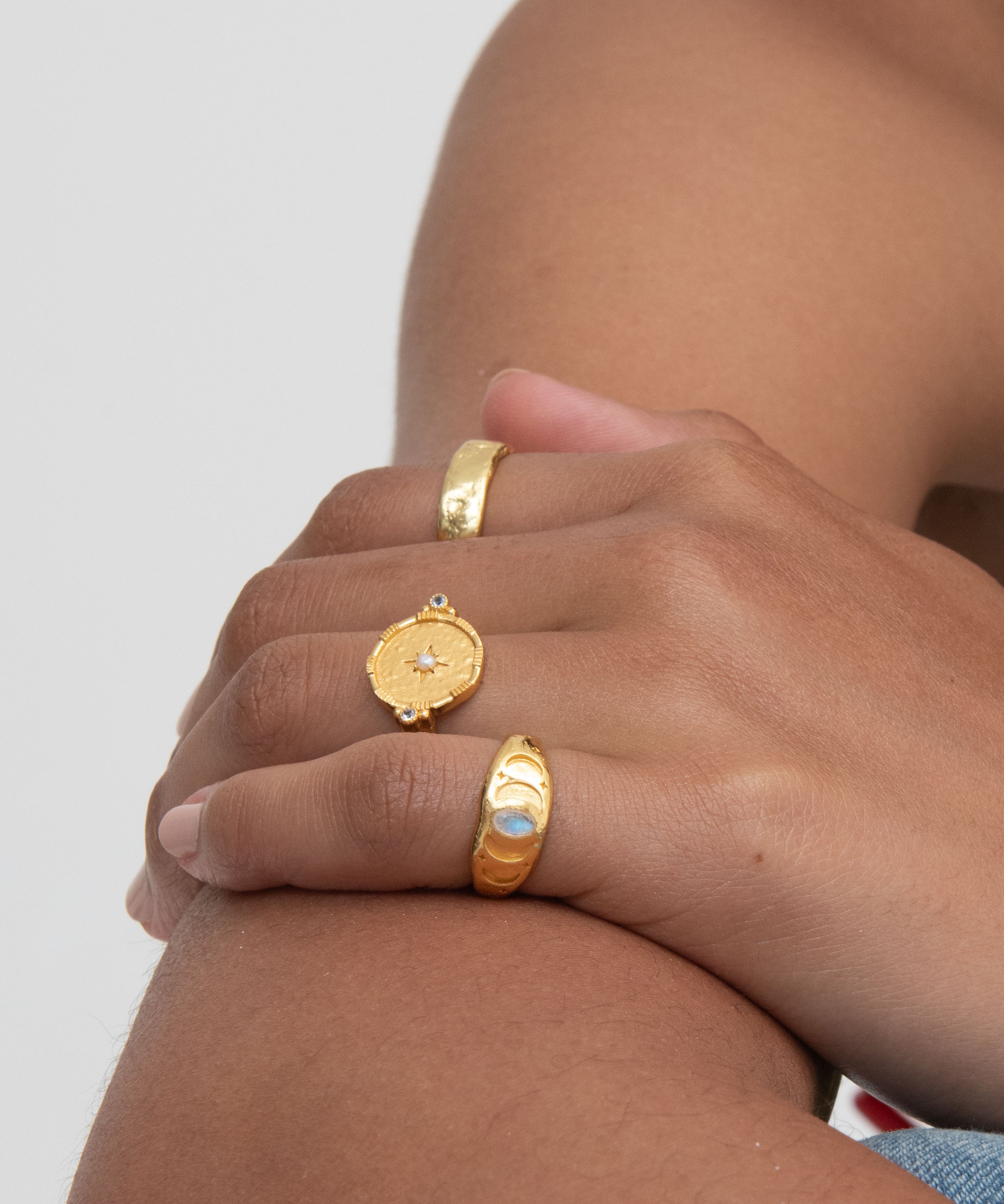 Pearl Shield Stacking Ring