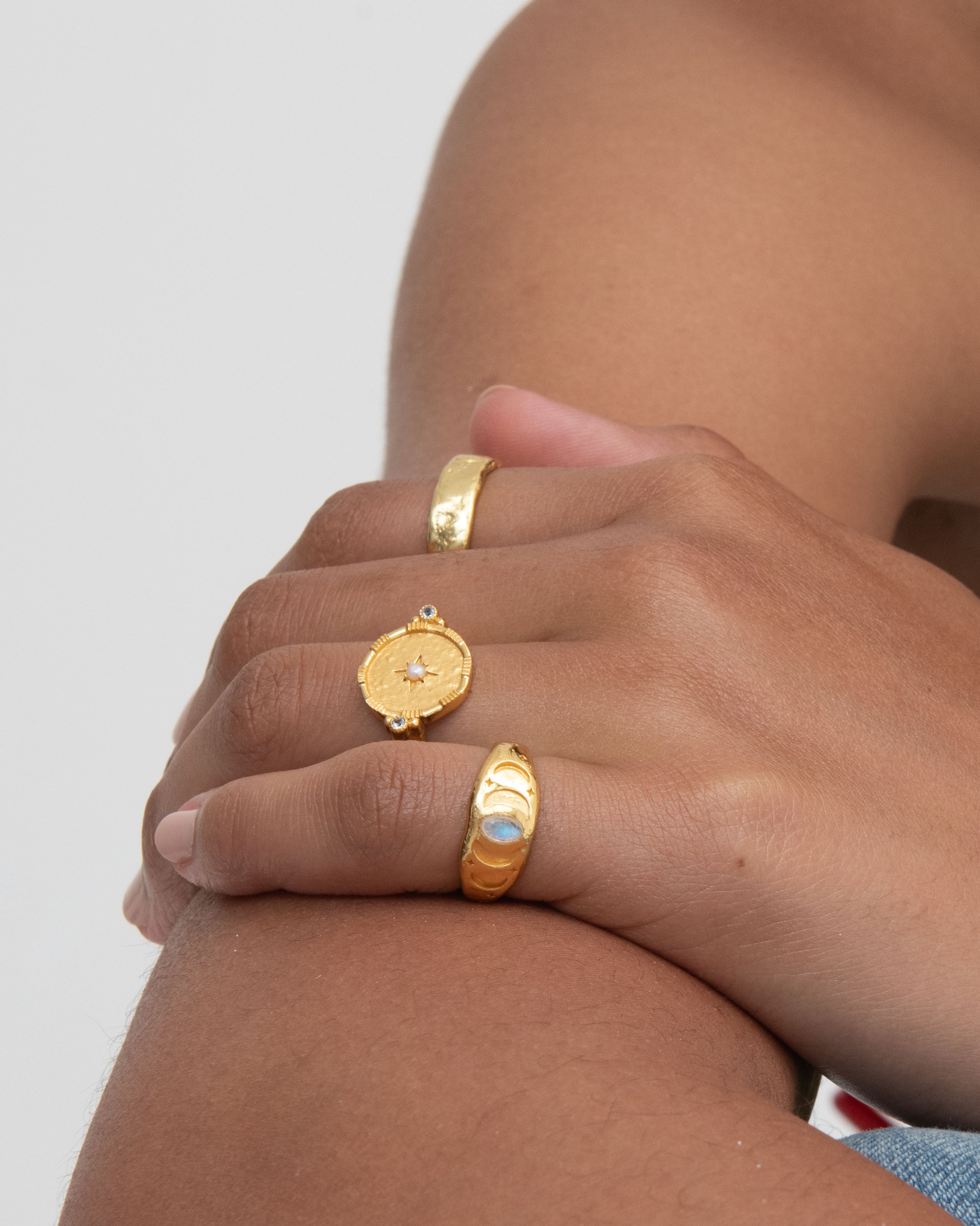 Pearl Shield Stacking Ring