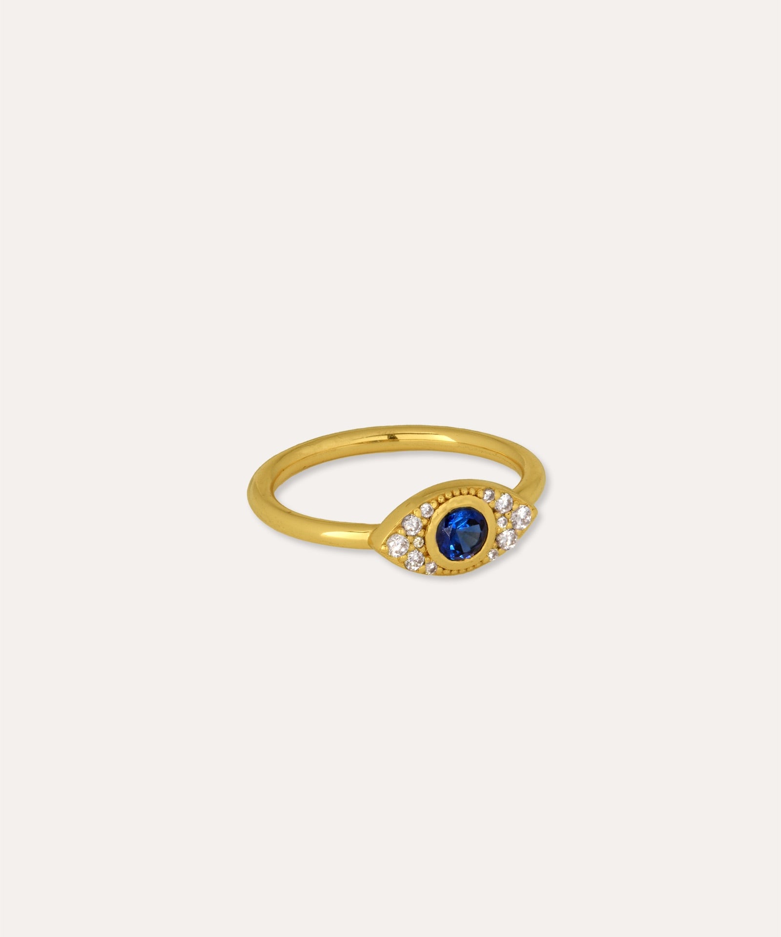Diamond and Sapphire Evil Eye Solid Gold Stacking Ring | Sustainable Jewellery by Ottoman Hands