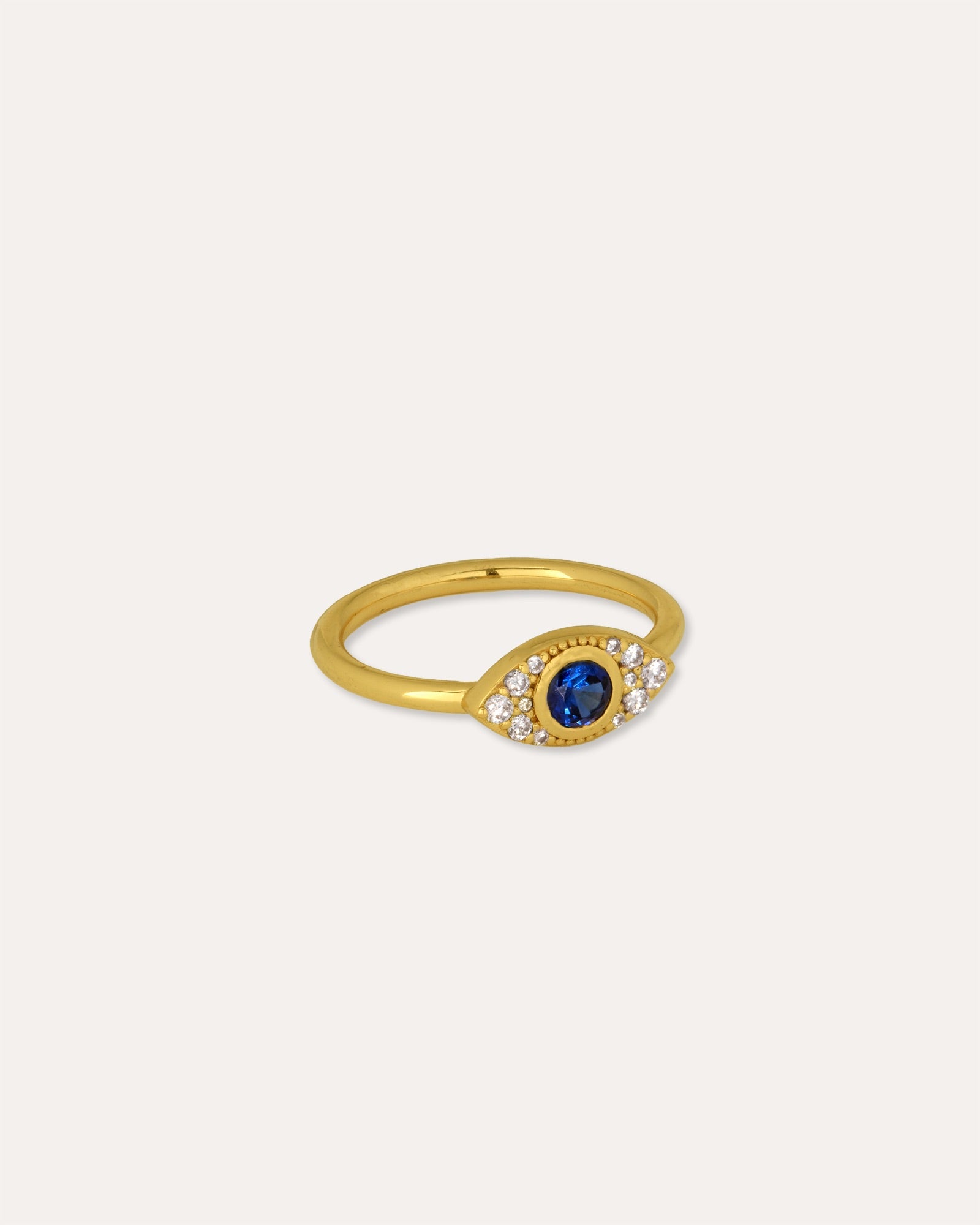 Diamond and Sapphire Evil Eye Solid Gold Stacking Ring | Sustainable Jewellery by Ottoman Hands