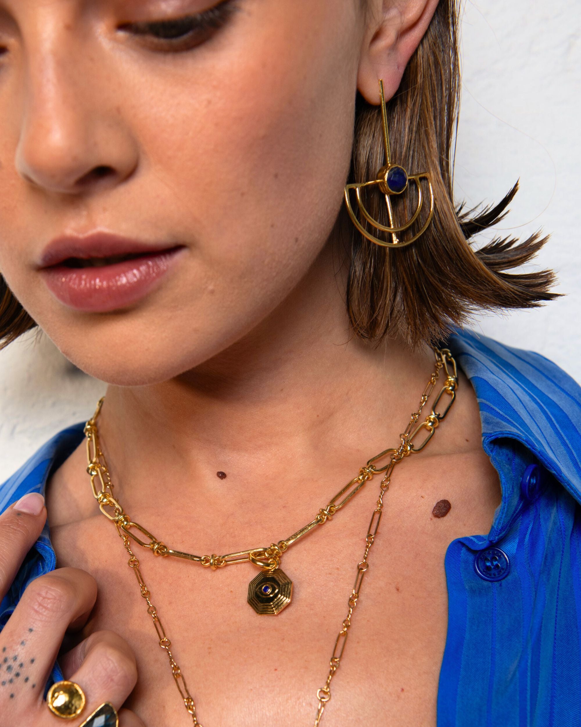 Elise Lapis Drop Stud Earrings | Sustainable Jewellery by Ottoman Hands