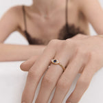 Diamond Evil Eye Solid Gold Stacking Ring | Ottoman Hands Jewellery
