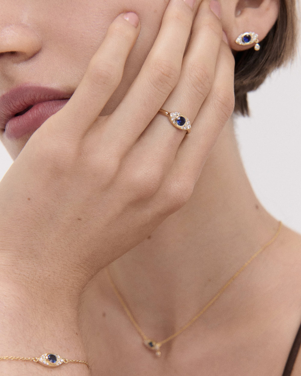 Diamond Evil Eye Solid Gold Stacking Ring | Ottoman Hands Jewellery