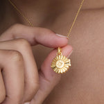 Ruby CZ Sunburst Locket Pendant Necklace | Sustainable Jewellery by Ottoman Hands