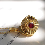 Ruby CZ Sunburst Locket Pendant Necklace | Sustainable Jewellery by Ottoman Hands