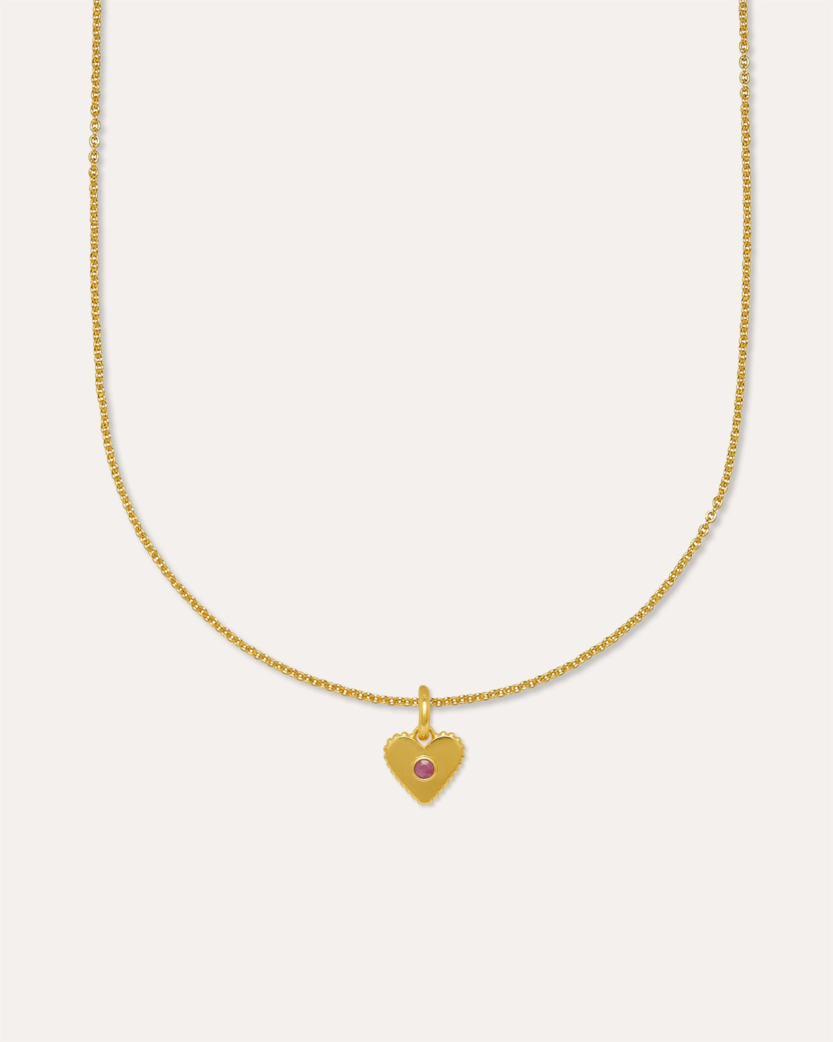 Ruby Heart Charm Pendant Necklace
