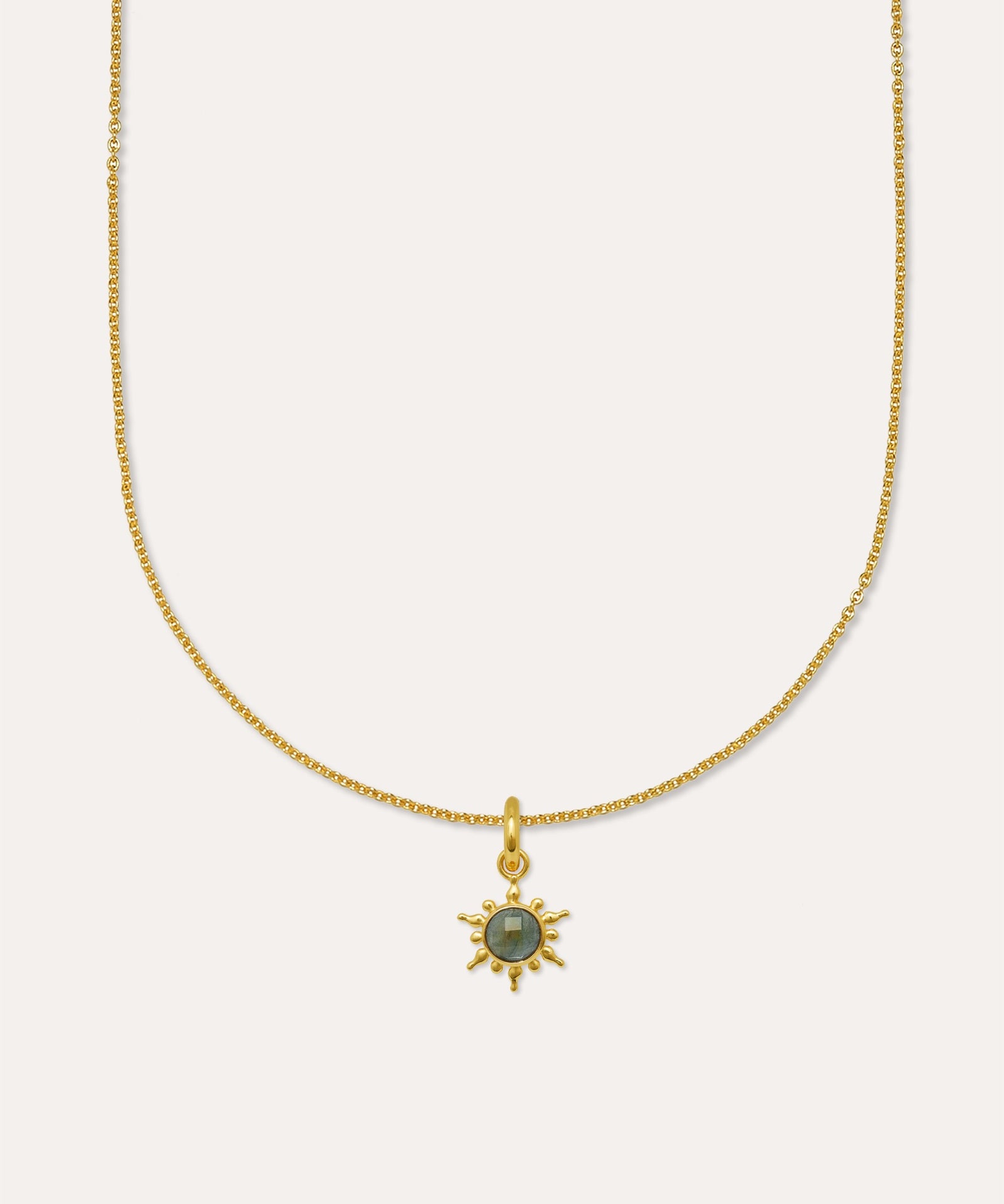 Labradorite Sun Charm Pendant Necklace | Sustainable Jewellery by Ottoman Hands