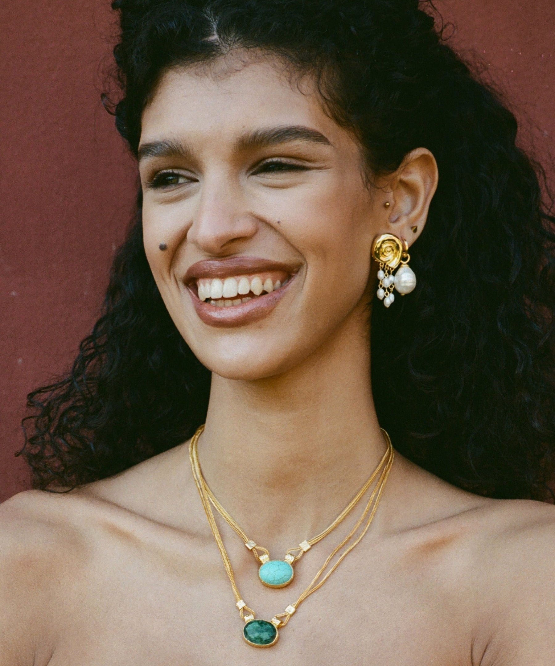 Waterproof Shell Pearl Beaded Stud Earrings | Sustainable Jewellery by Ottoman Hands