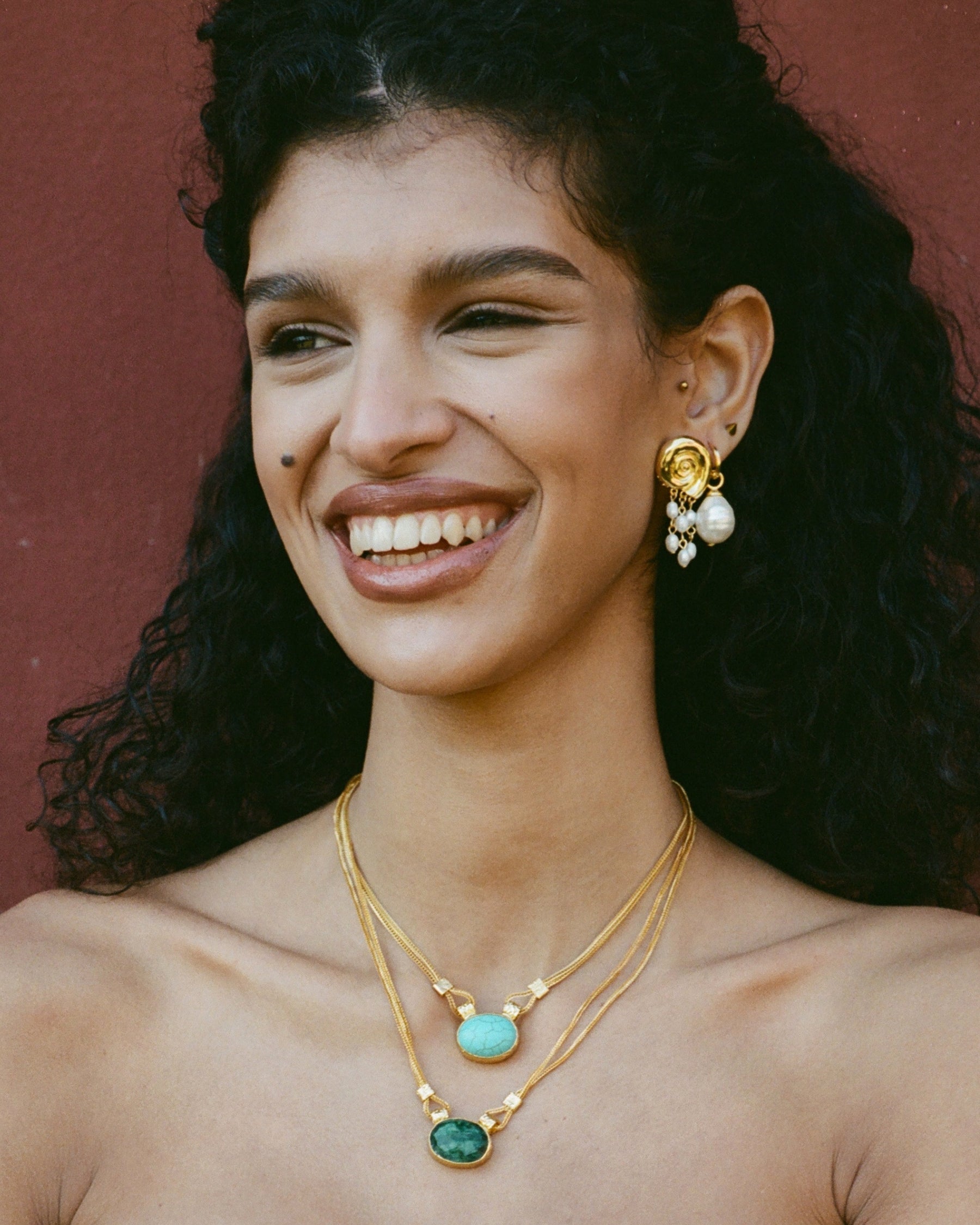 Waterproof Shell Pearl Beaded Stud Earrings | Sustainable Jewellery by Ottoman Hands