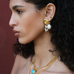 Waterproof Shell Pearl Beaded Stud Earrings | Sustainable Jewellery by Ottoman Hands