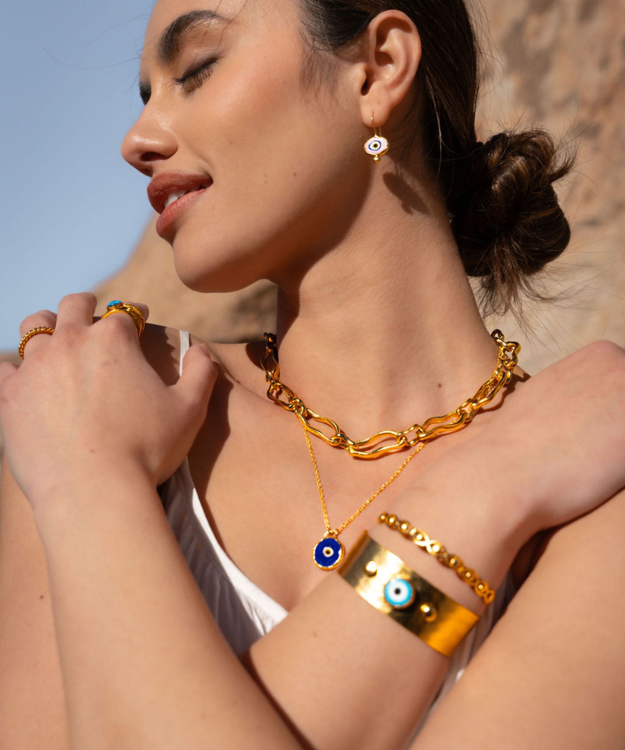 Signature Evil Eye Necklace Layering Set | Sustainable Jewellery by Ottoman Hands