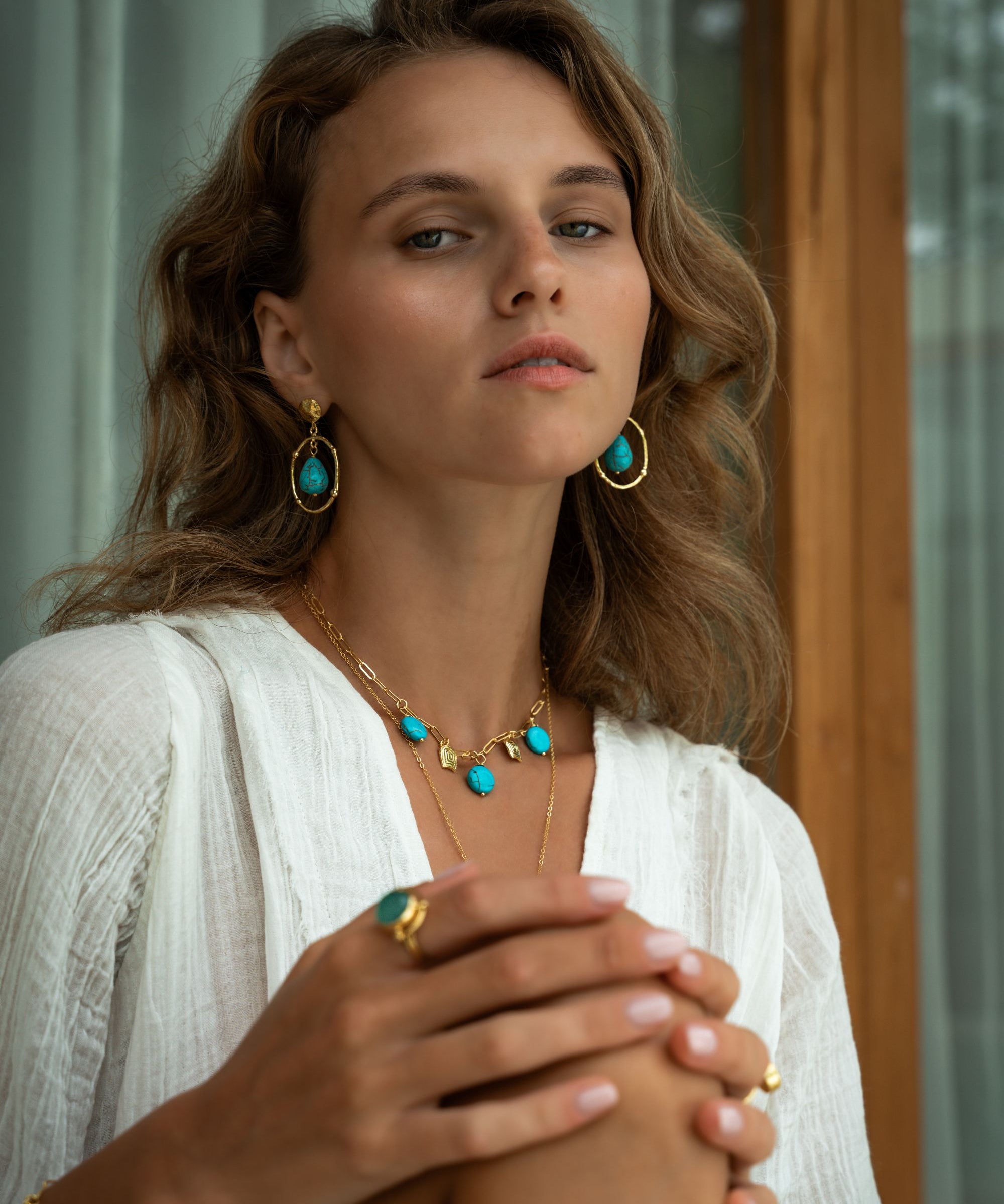 Sloane Turquoise Drop Stud Earrings | Sustainable Jewellery by Ottoman Hands