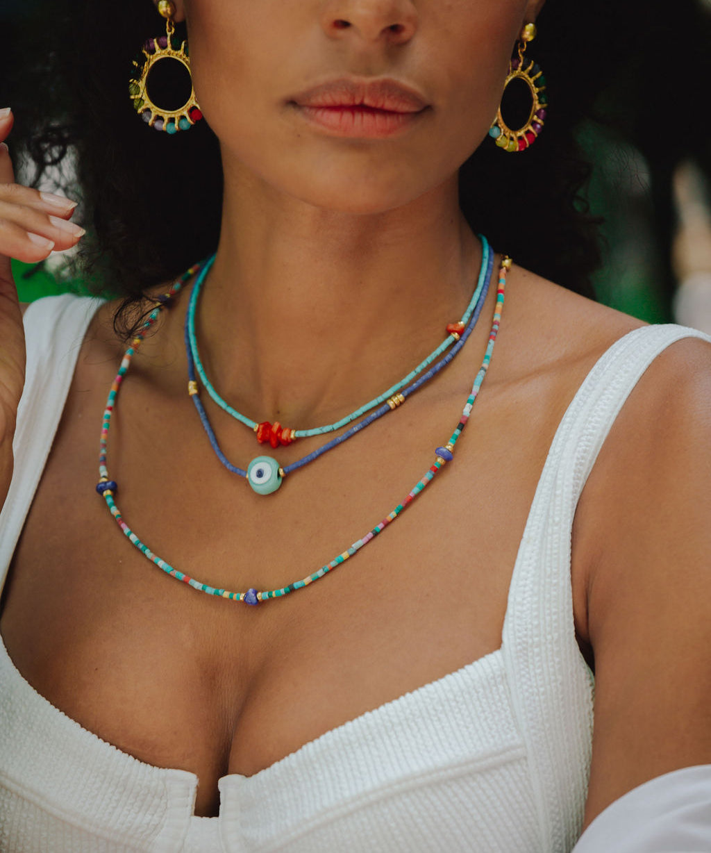 Sonia Mother of Pearl and Turquoise Beaded Necklace | Sustainable Jewellery by Ottoman Hands