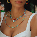Sonia Mother of Pearl and Turquoise Beaded Necklace | Sustainable Jewellery by Ottoman Hands