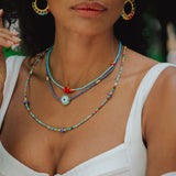 Sonia Mother of Pearl and Turquoise Beaded Necklace | Sustainable Jewellery by Ottoman Hands