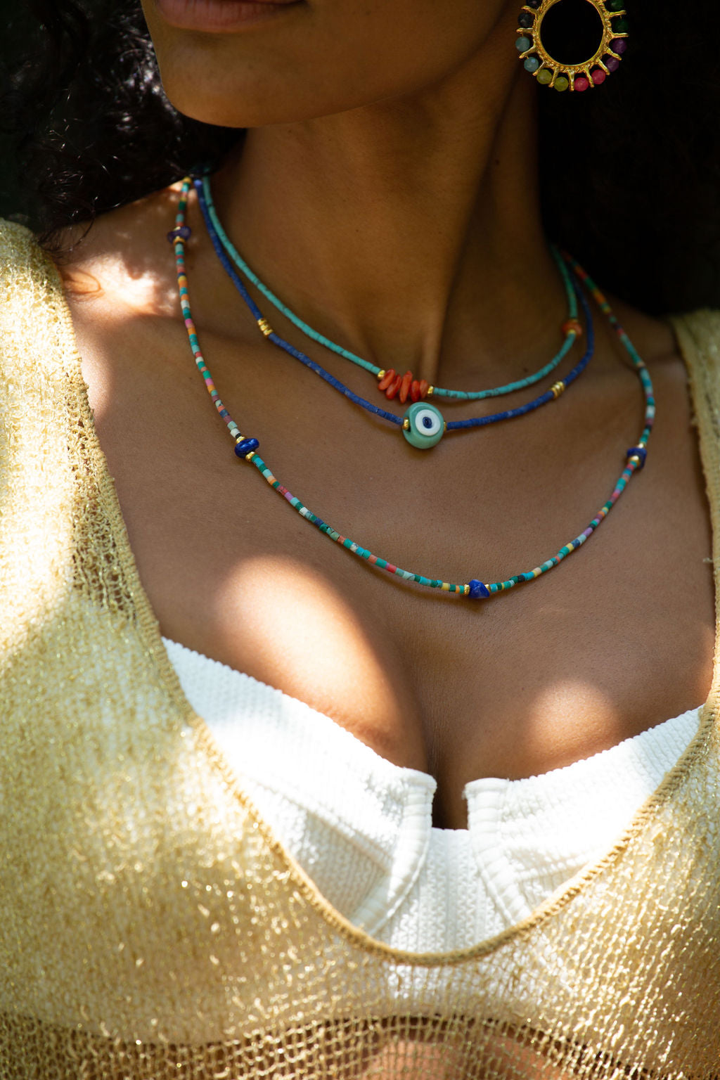 Sonia Mother of Pearl and Turquoise Beaded Necklace | Sustainable Jewellery by Ottoman Hands