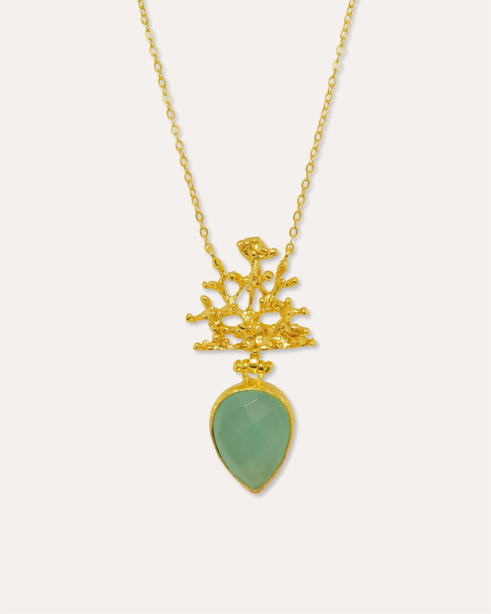 Sophia Aqua Chalcedony Coral Pendant necklace | Sustainable Jewellery by Ottoman Hands