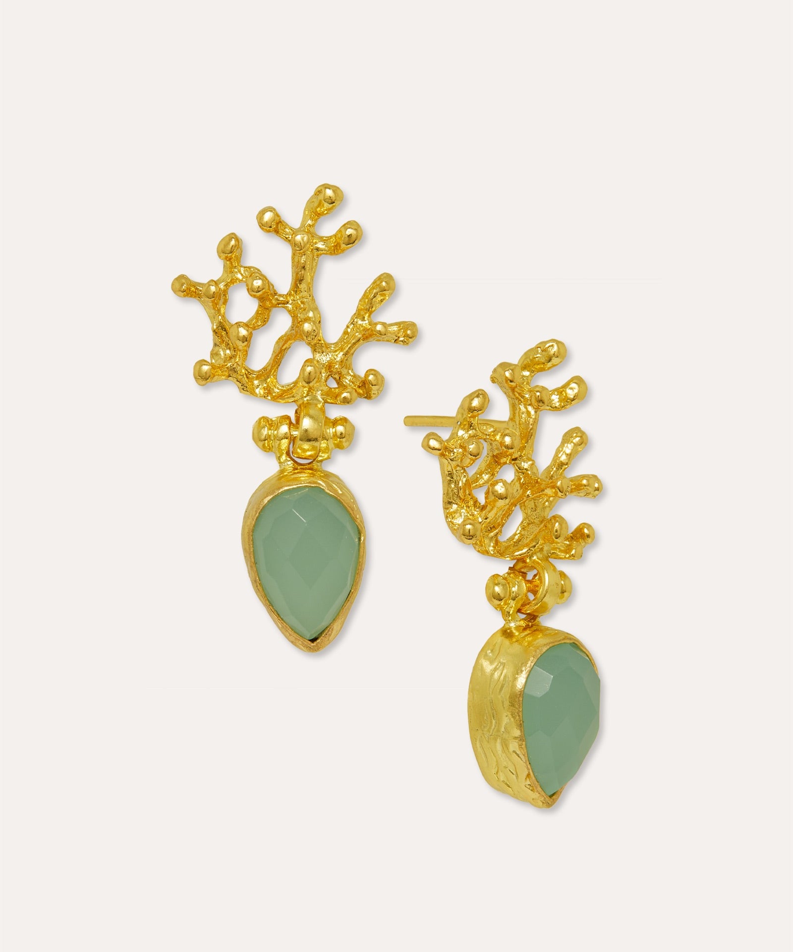 Sophia Aqua Chalcedony Coral Stud Earrings | Sustainable Jewellery by Ottoman Hands