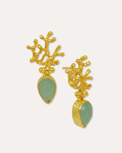 Sophia Aqua Chalcedony Coral Stud Earrings | Sustainable Jewellery by Ottoman Hands