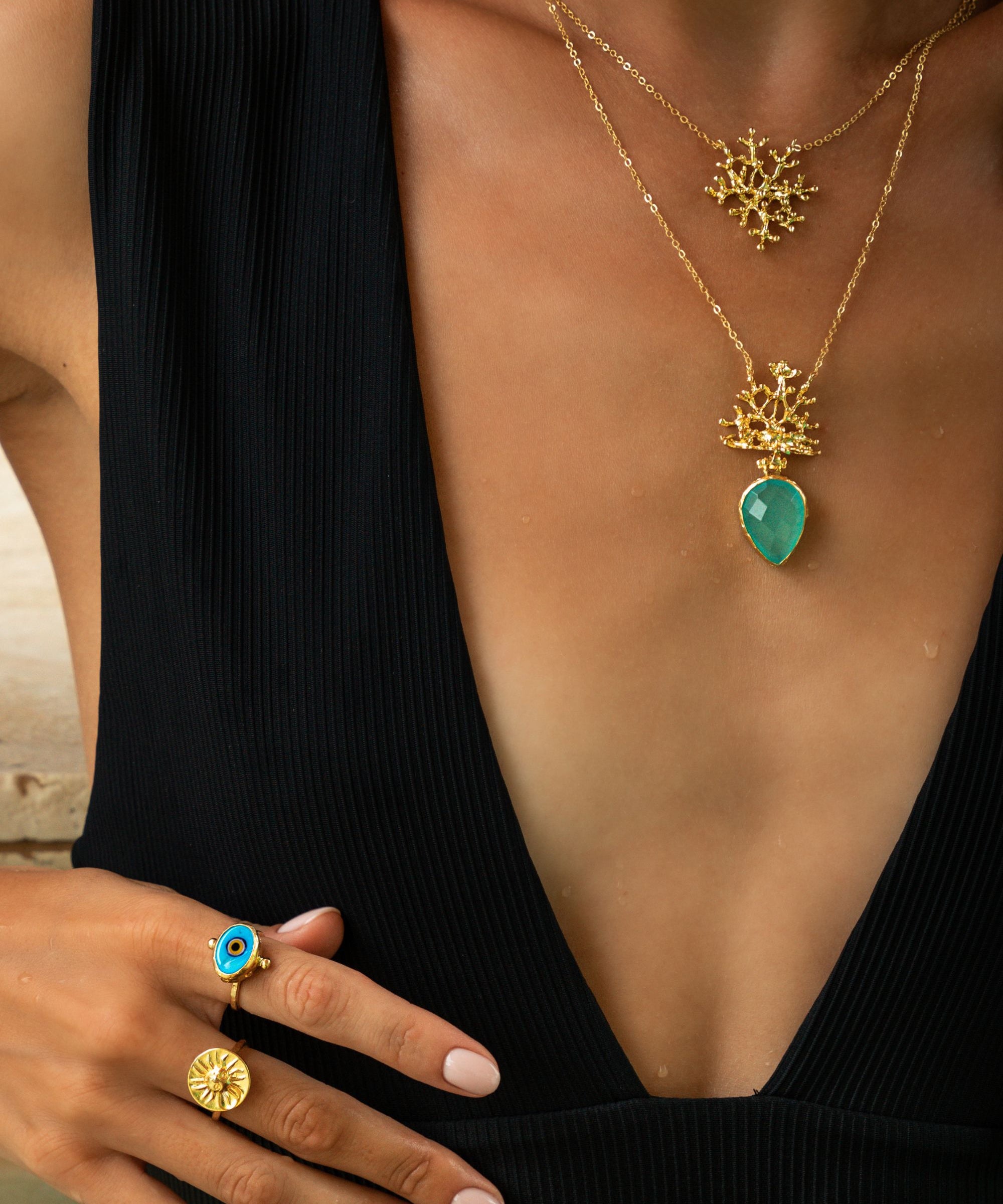 Sophia Gold Coral Pendant Necklace | Sustainable Jewellery by Ottoman Hands