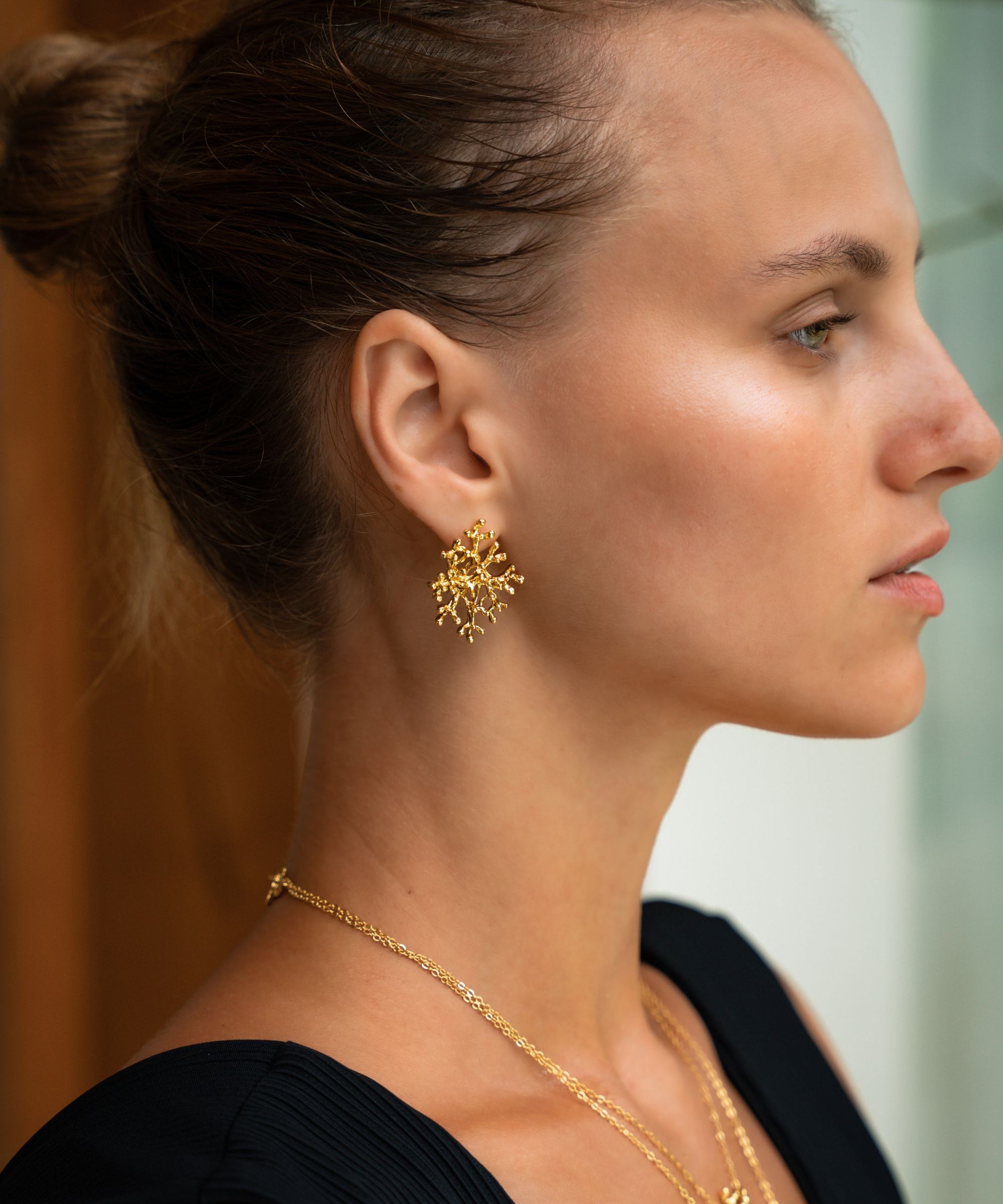 Sophia Gold Coral Stud Earrings | Sustainable Jewellery by Ottoman Hands