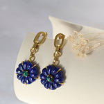 Soraya Lapis and Malachite Flower Drop Chain Earrings | Sustainable Jewellery by Ottoman Hands