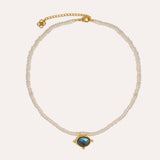 Sorel Pearl and Labradorite Beaded Necklace - Gold | Ottoman Hands Jewellery