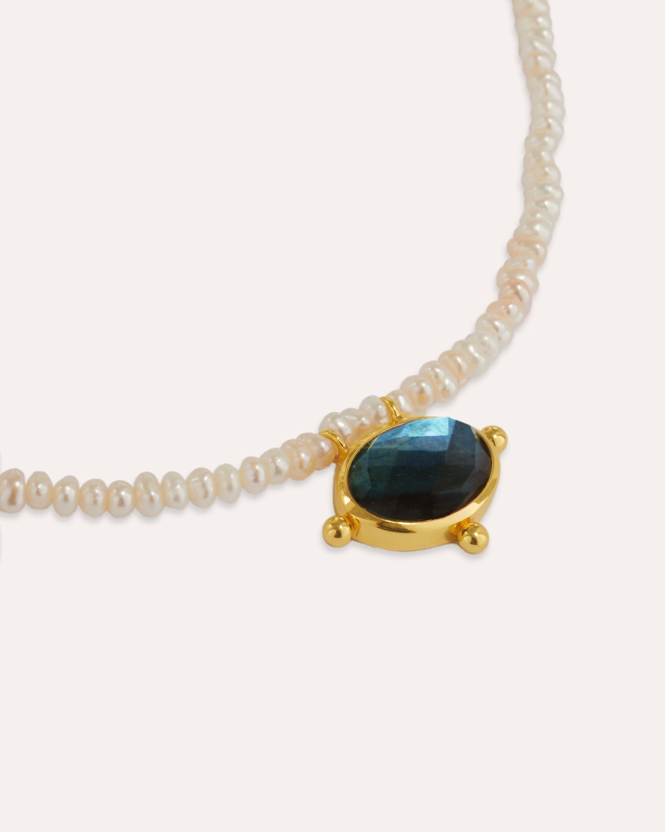 Sorel Pearl and Labradorite Beaded Necklace - Gold | Ottoman Hands Jewellery
