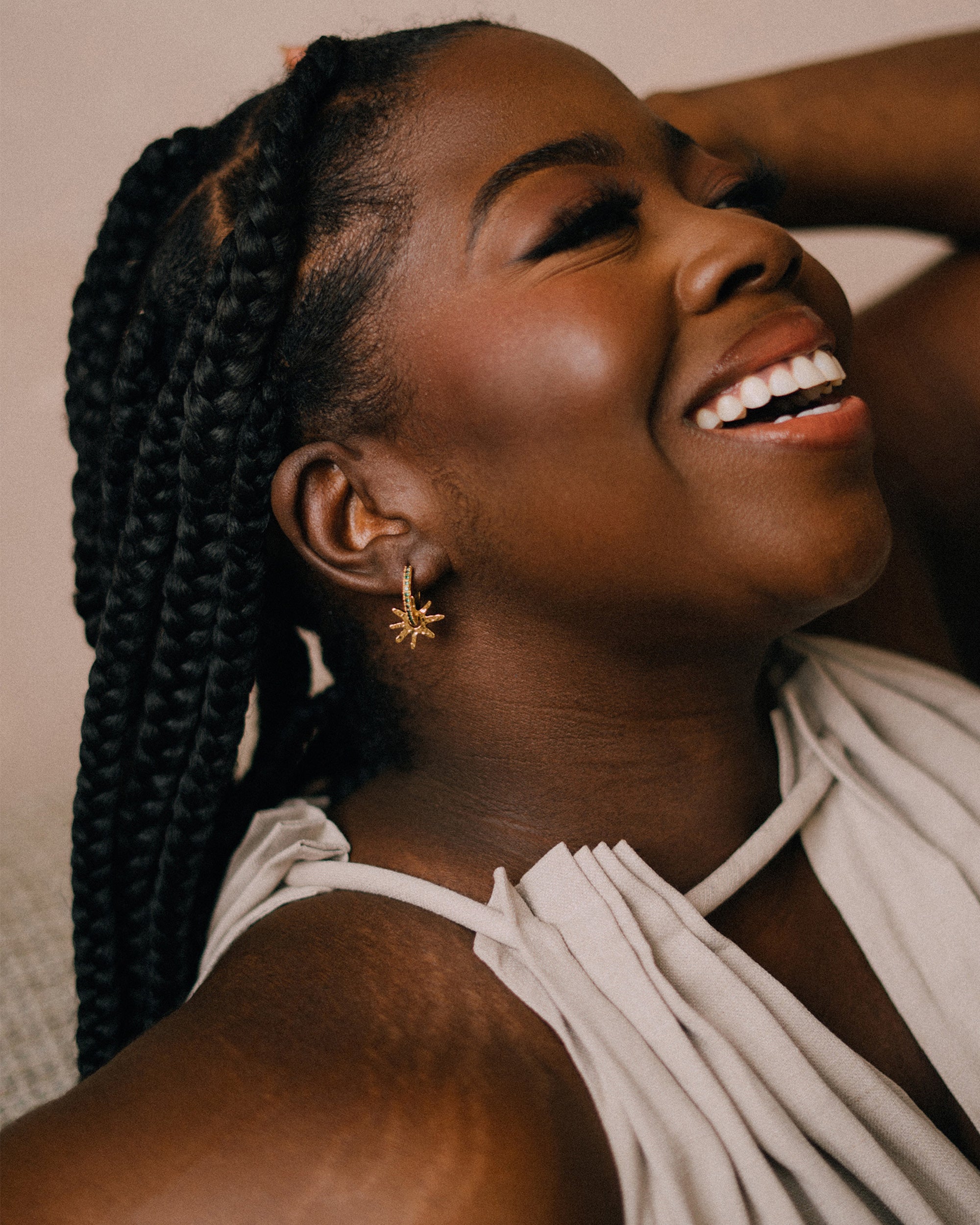 Stephanie Yeboah Nsoromma Star Hoop Earrings - Green | Sustainable Jewellery by Ottoman Hands