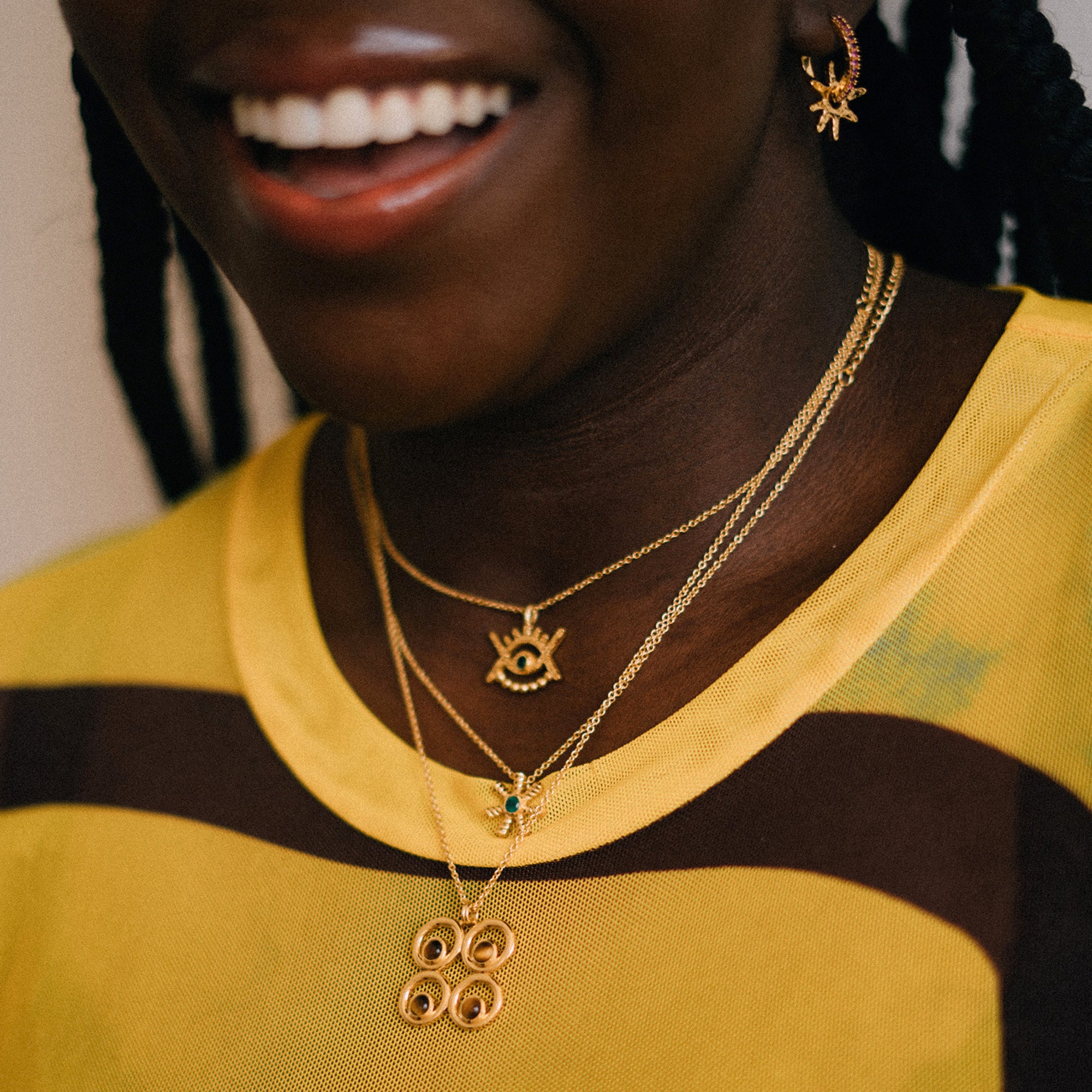 Stephanie Yeboah Abode Santann Eye Pendant Necklace - Green | Sustainable Jewellery by Ottoman Hands