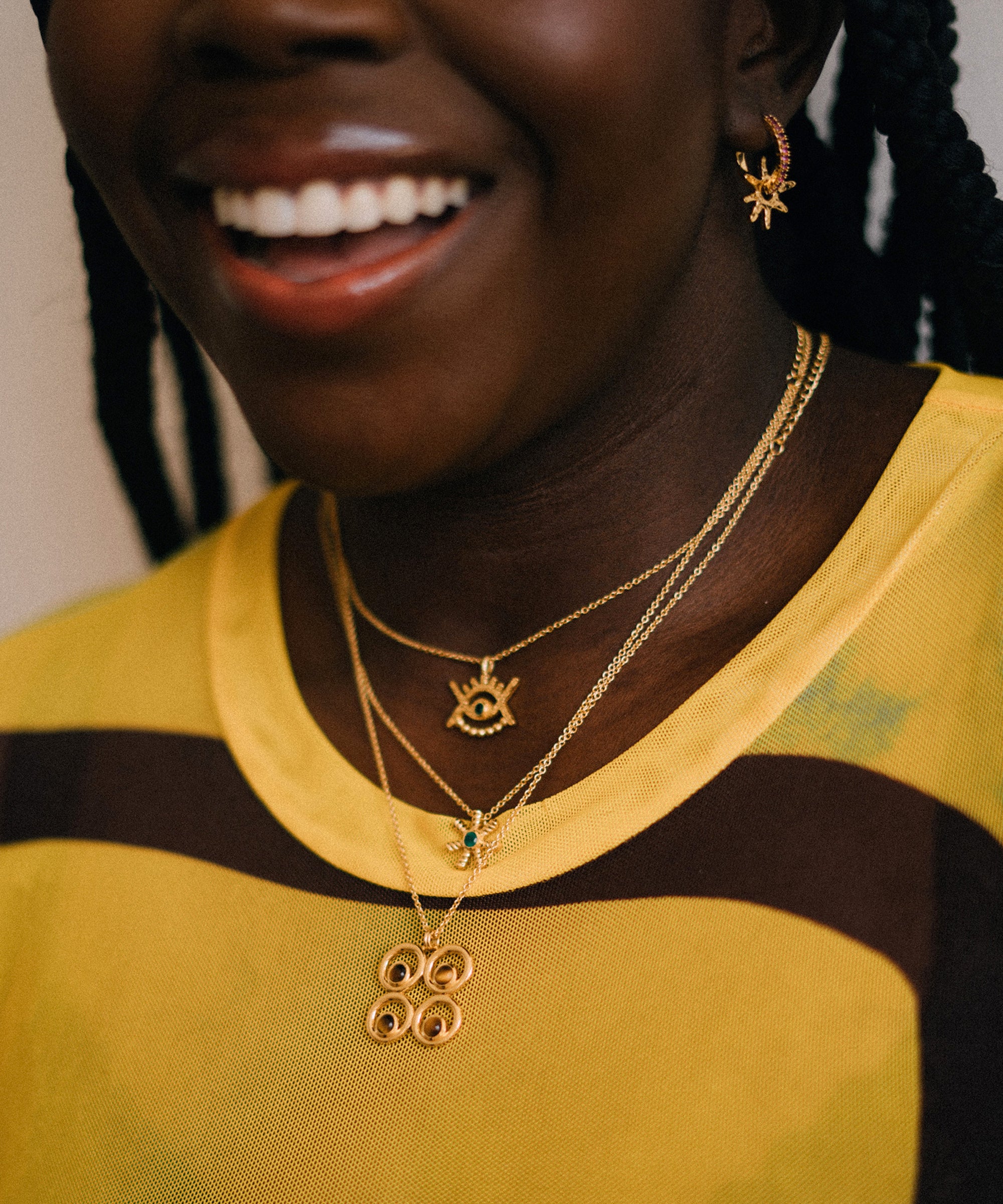 Stephanie Yeboah Abode Santann Eye Pendant Necklace - Green | Sustainable Jewellery by Ottoman Hands