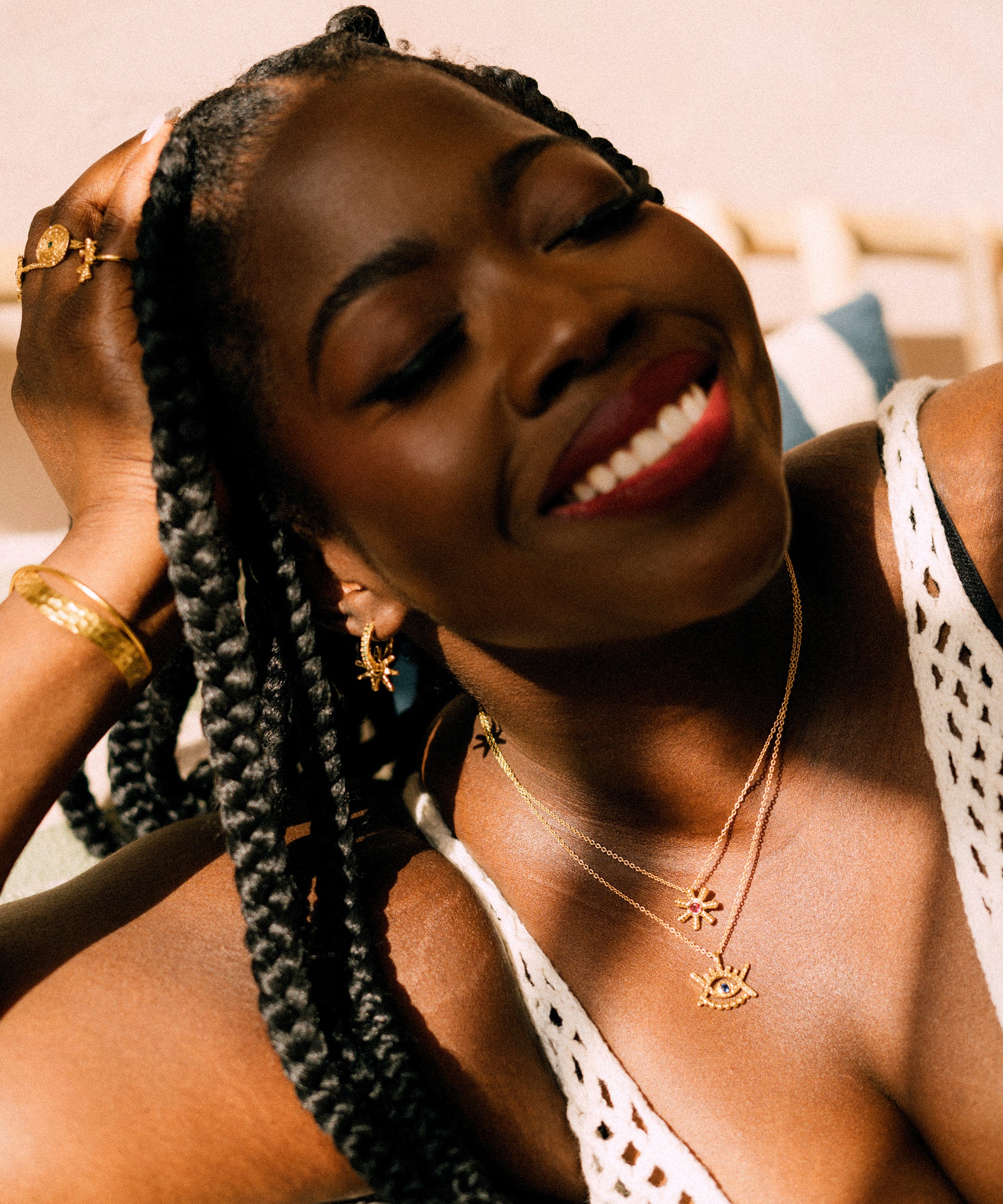 Stephanie Yeboah Abode Santann Eye Pendant Necklace - Blue | Sustainable Jewellery by Ottoman Hands